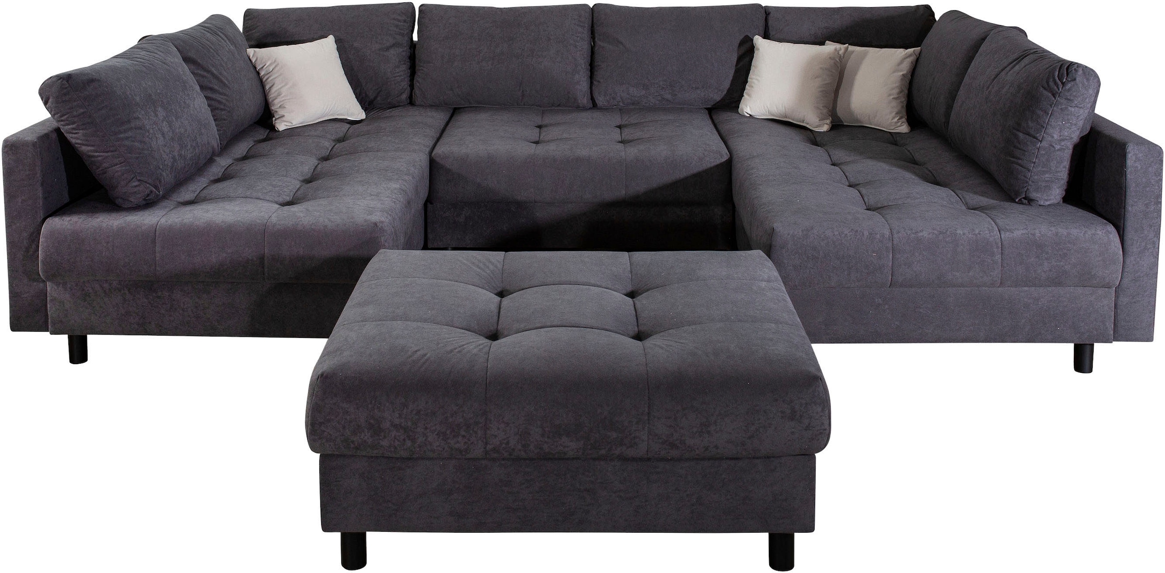 COLLECTION AB Paysage de salon »Toni U-Form, B: 298 cm, XXL-Liegefläche 282x178 cm mit Hocker« ensemble : canapé & pouf, 3 coussins décoratifs, ressorts ensachés