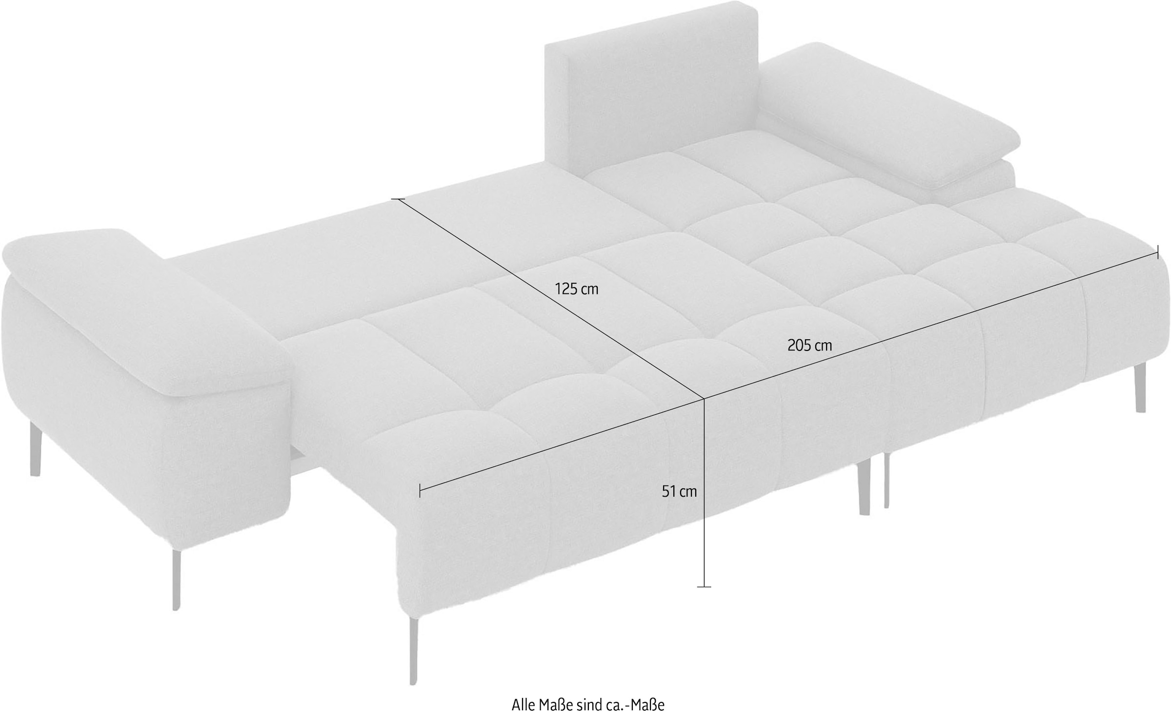 INOSIGN Canapé d'angle »DROMARA Schlafsofa mit Bettkasten, Masse: B/T/H 277/141/91 cm« L-Form mit Recamiere rechts/links bestellbar, Wellenunterfederung