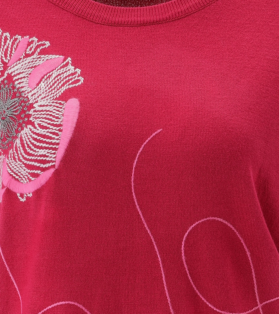 Aniston SELECTED Strickpullover vorne mit aufwendiger Stickerei verziert - NEUE KOLLEKTION