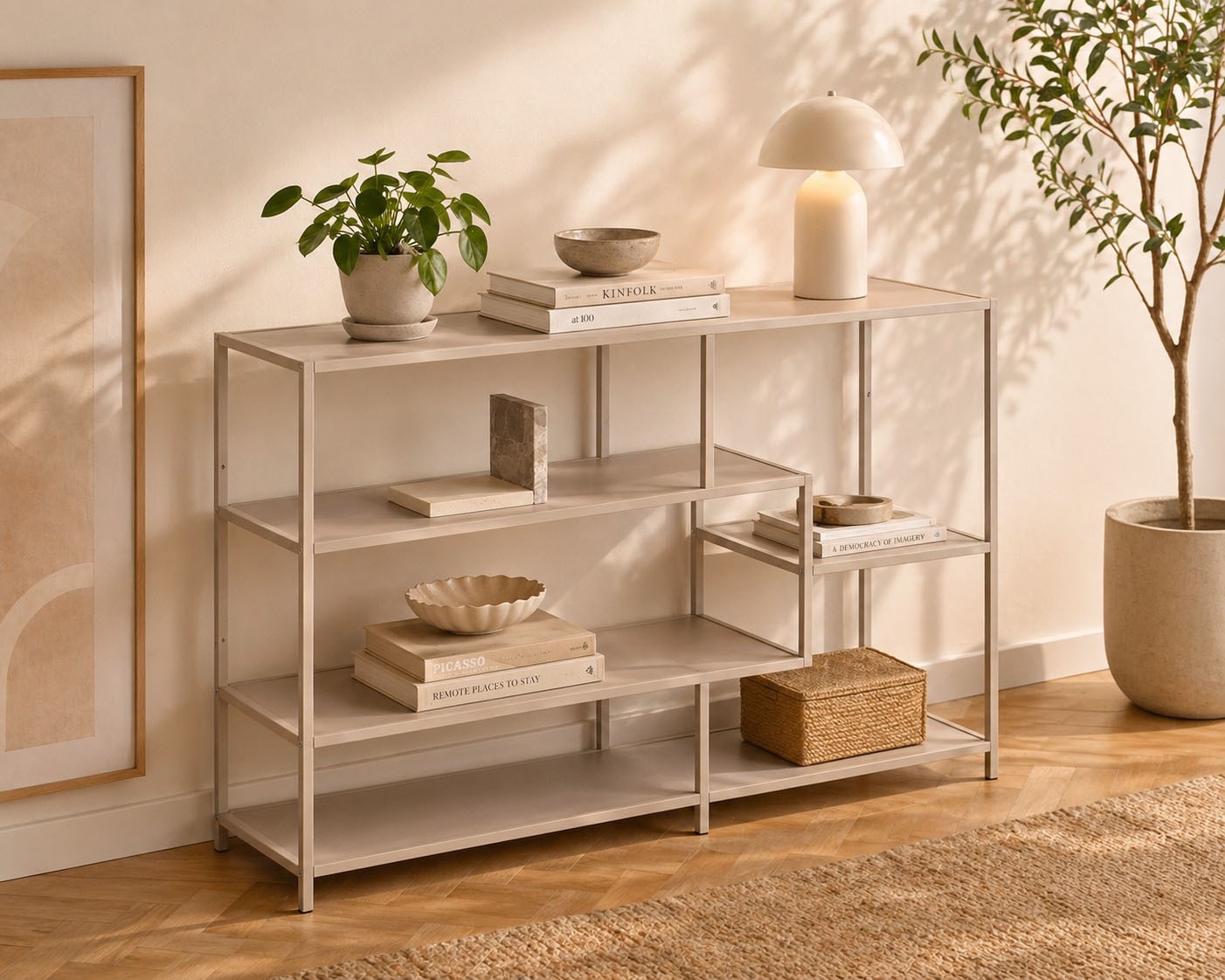 ACTONA GROUP Étagère à livres »Seaford - Mehrzweckregal & Raumteiler, modern, Metall« 114x35x78 cm,  Asymétrique, stable & beaucoup de rangement, design intemporel, 6 étagères