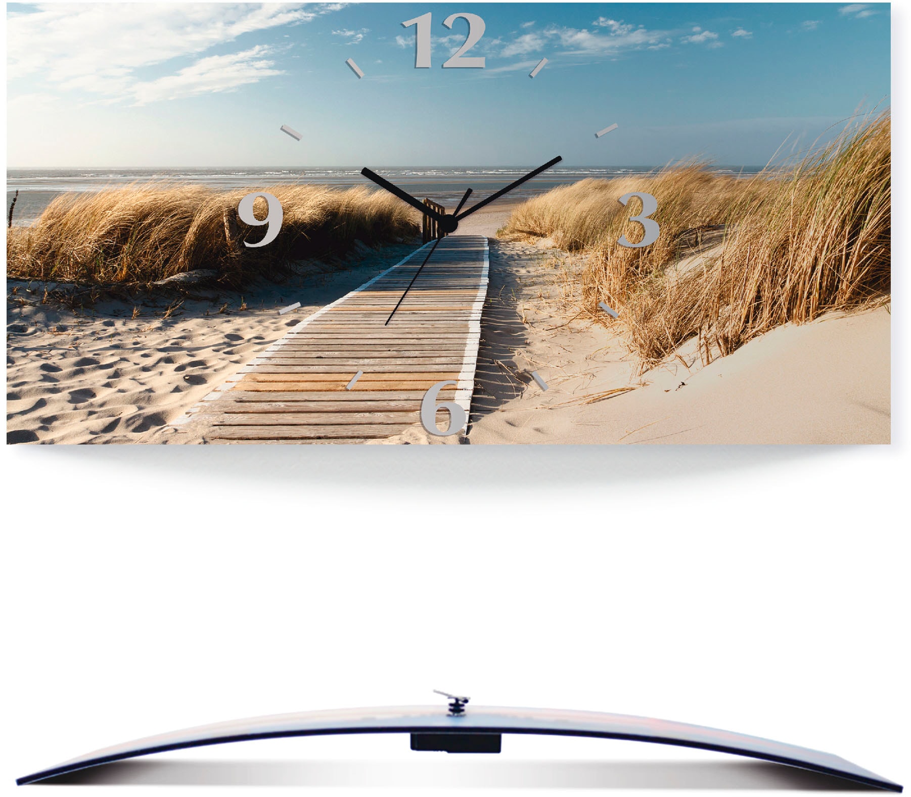 Artland Horloge murale »Nordseestrand auf Langeoog - Steg« wahlweise mit Quarz- oder Funkuhrwerk, lautlos ohne Tickgeräusche
