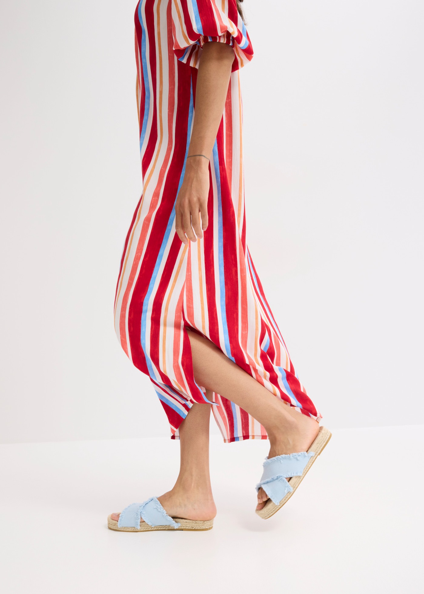 bonprix Tunikakleid aus Viskose, mit Knopfleiste, Loose Fit, gestreift