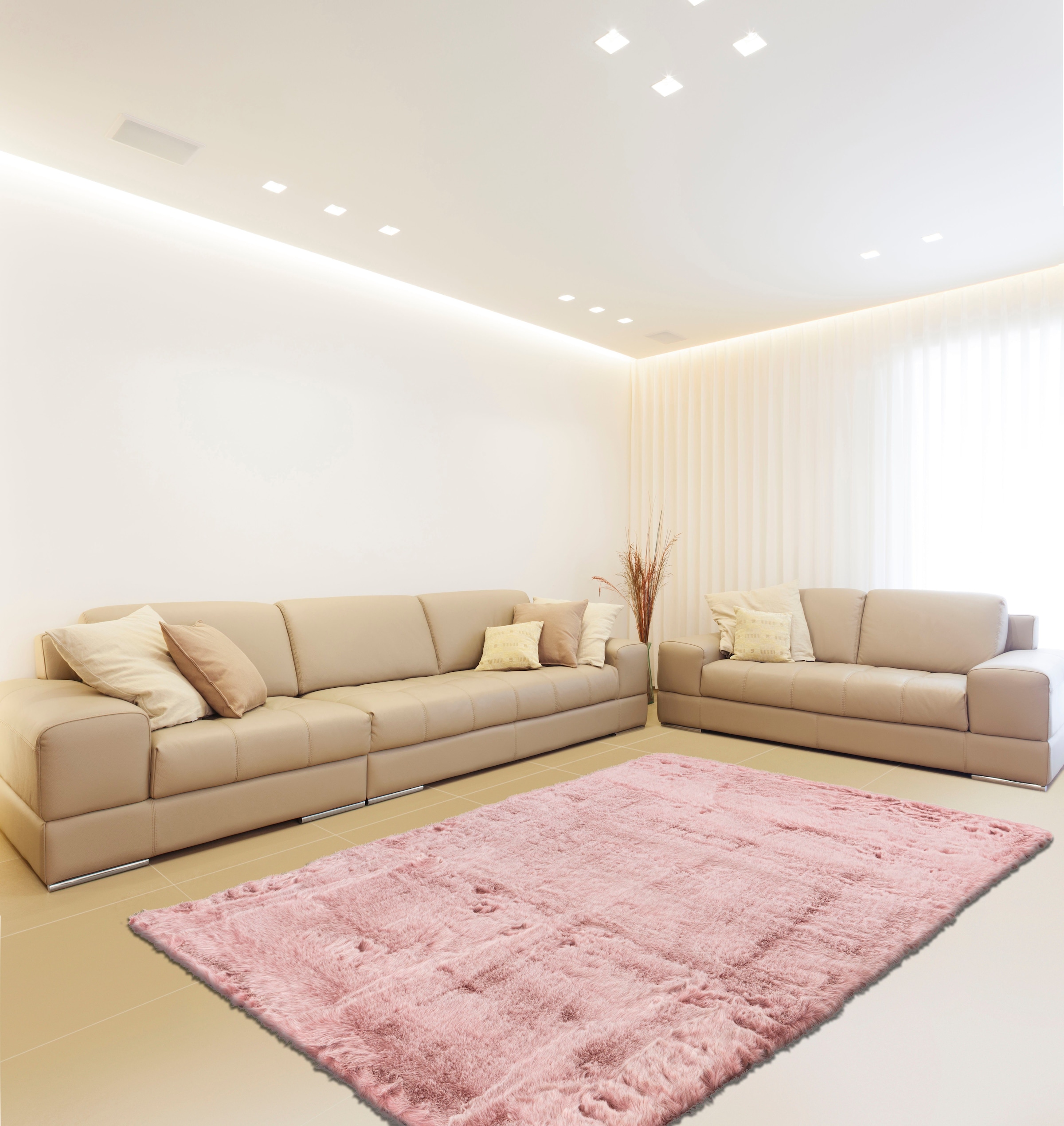 calo-deluxe Hochflor-Teppich »Emica-1000« rechteckig 52 mm Höhe Kunstfell, Wohnzimmer