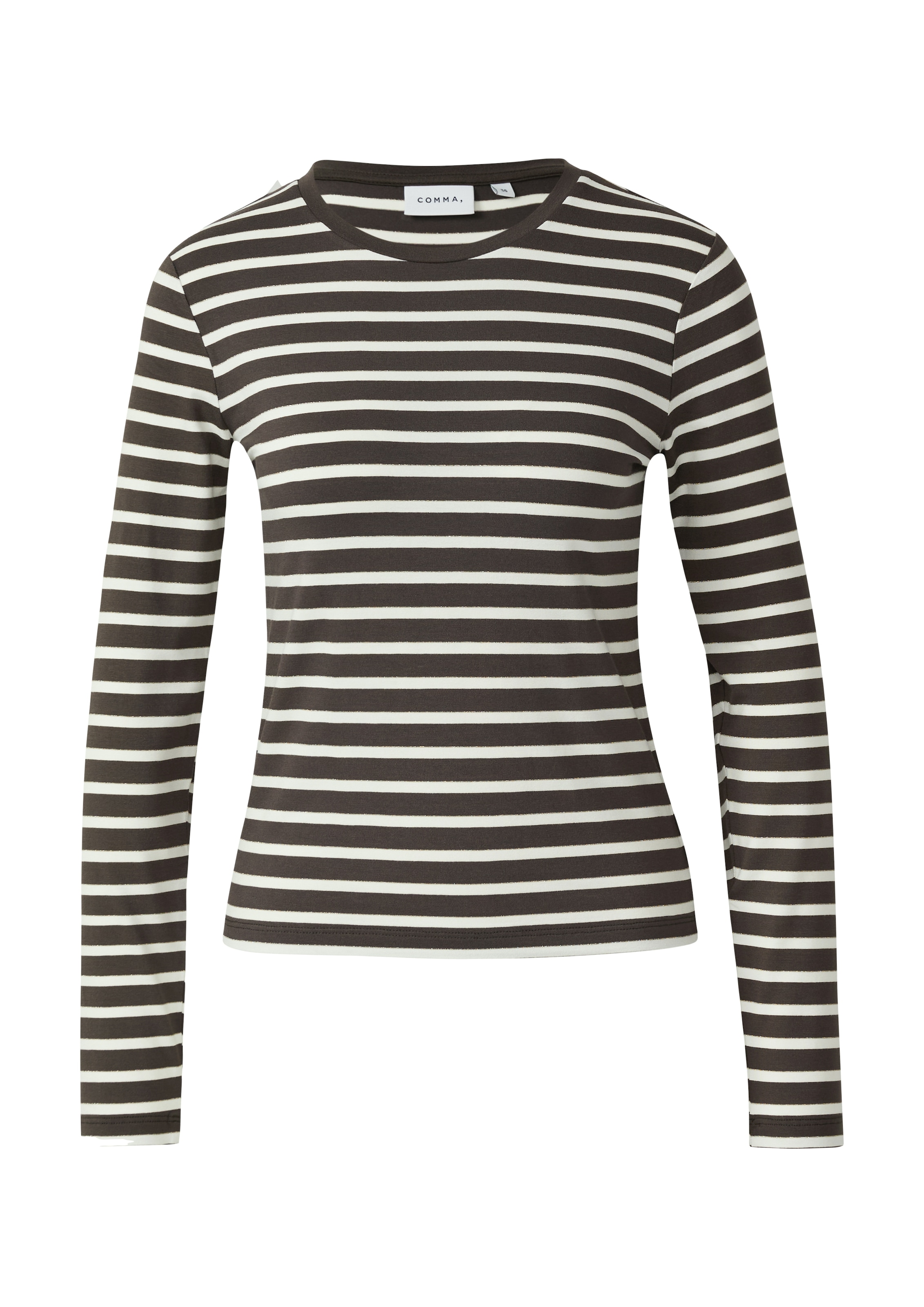 Comma T-shirt à manches longues rayé, avec fils pailletés