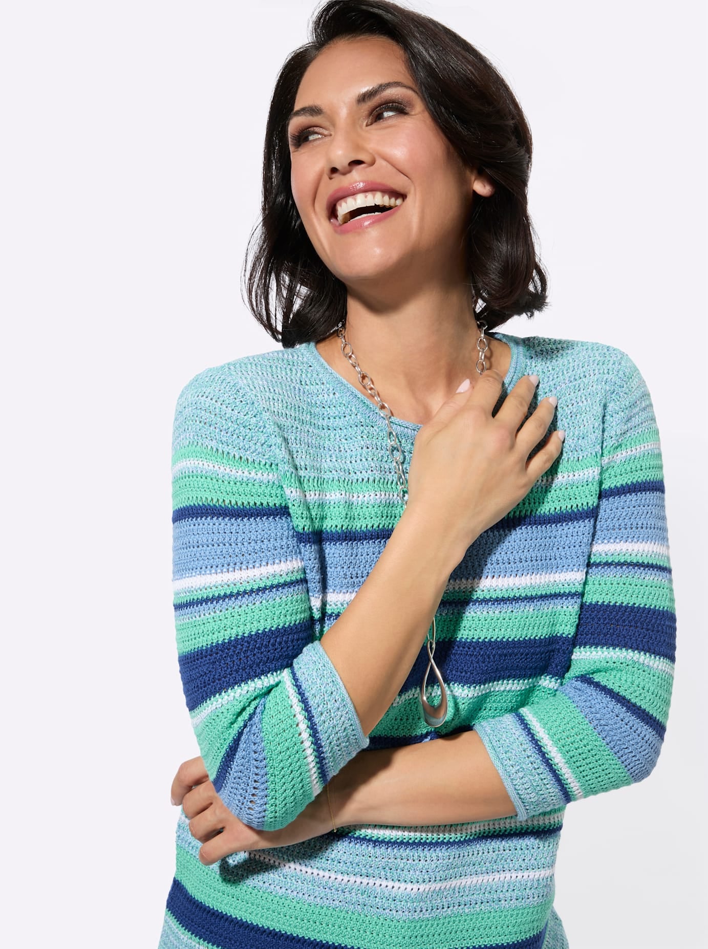 Casual Looks Pull à manches 3/4 »Rundhals-Pullover«