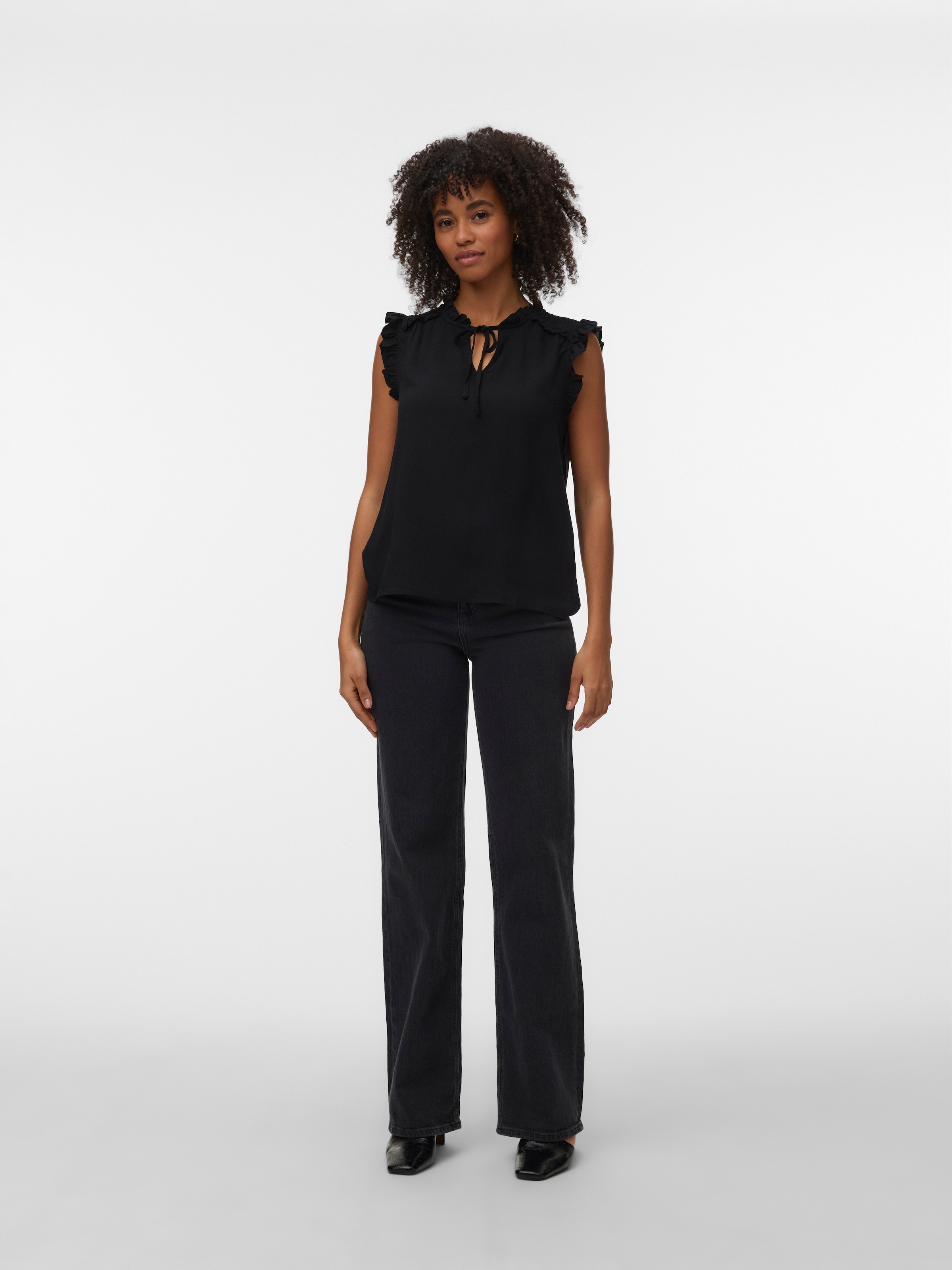Vero Moda Rüschentop »VMALBA SL FRILL TOP WVN NOOS« Viskose