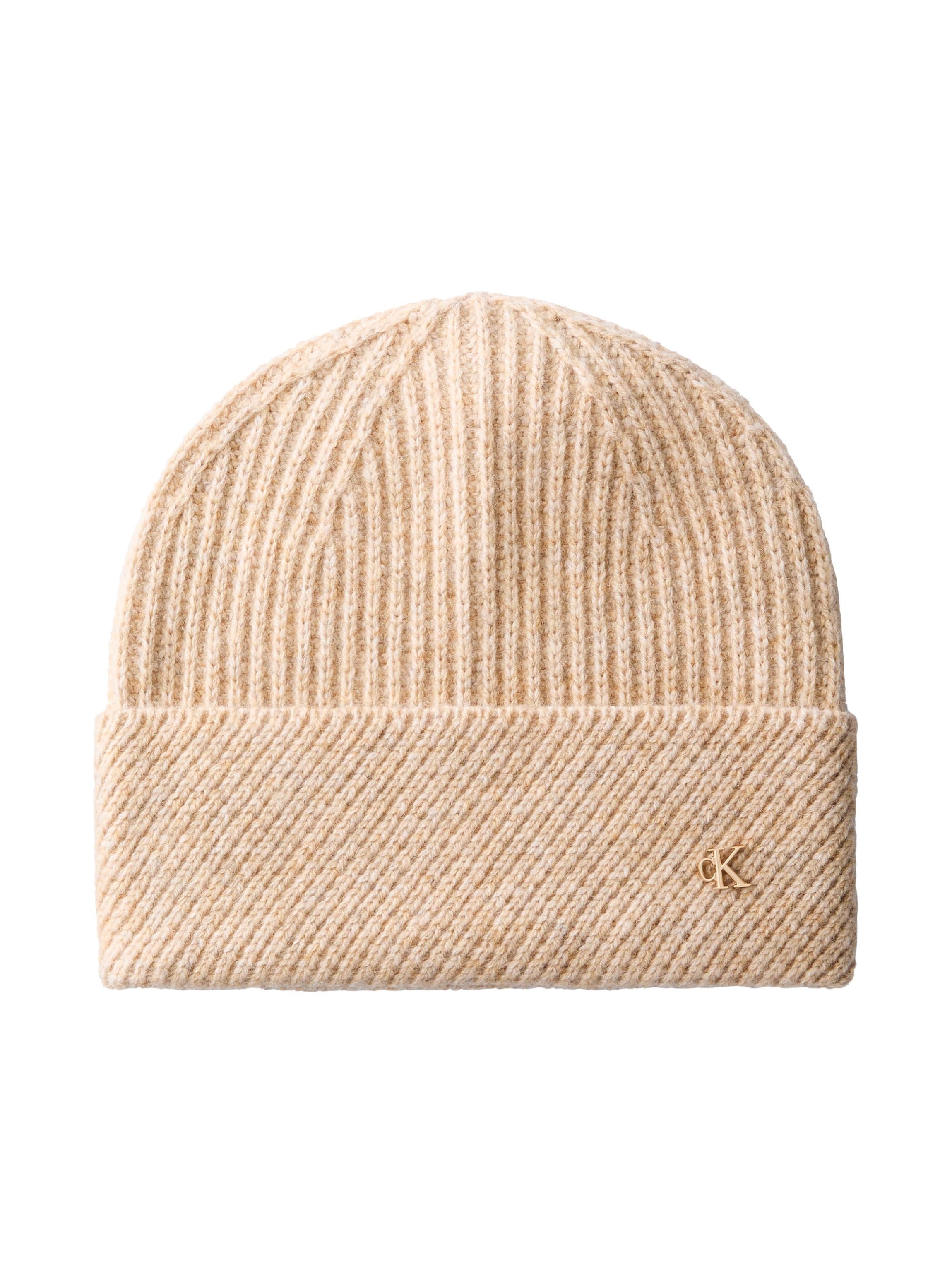 Calvin Klein Beanie »CK METAL WOOL SLANTED RIB BEANIE« Regular fit mit Markenlabel