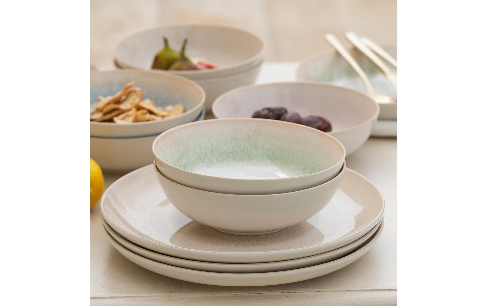   Dessertschale »Lunasol Elements Vulcano Sand la mar 4 Stück 18 cm« aus Steingut