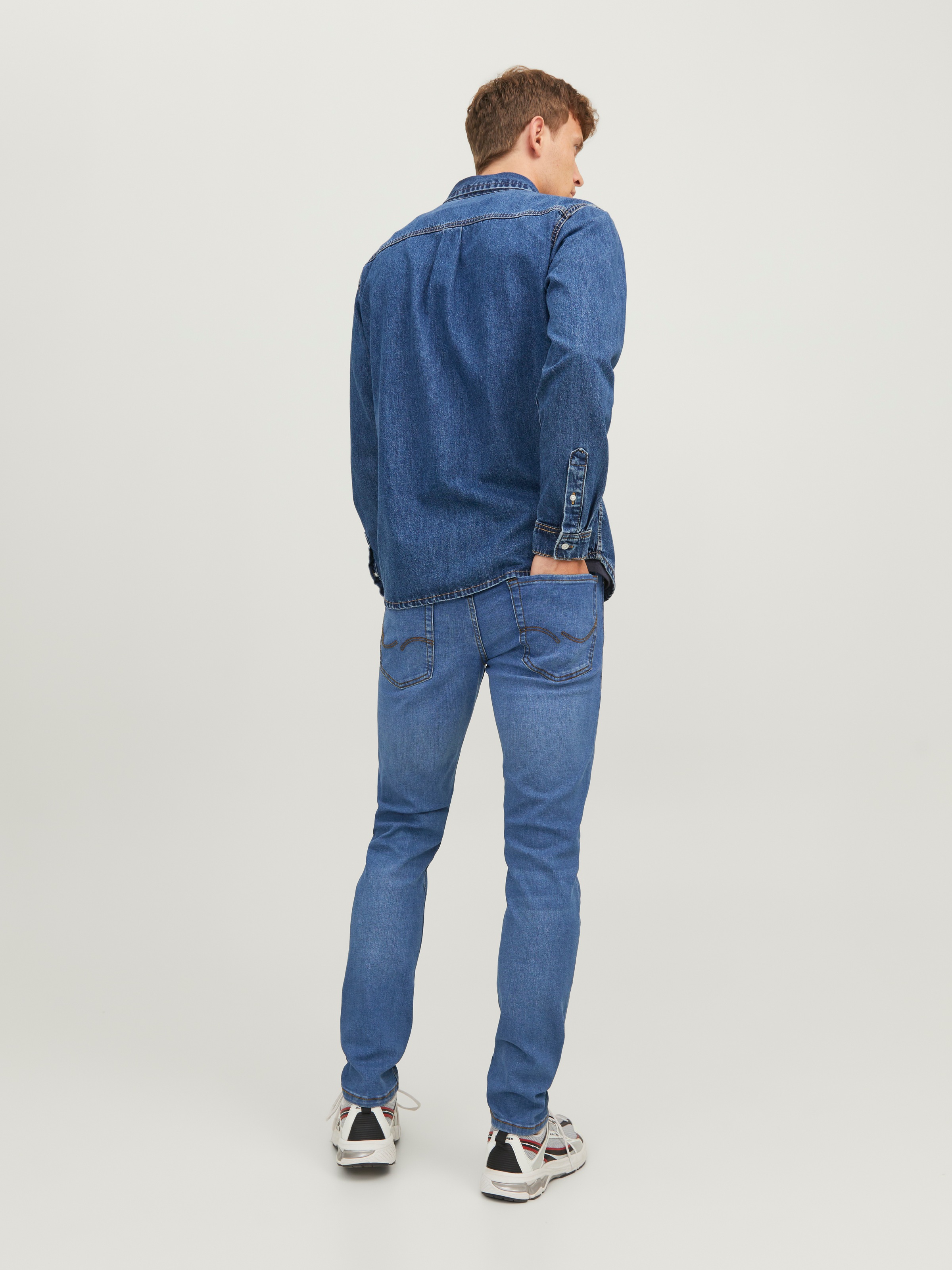 Jack & Jones Jeans slim »JJIGLENN mit Used-Look und Stretchkomfort« effets d'usure, tendance, coupe slim, mélange de coton