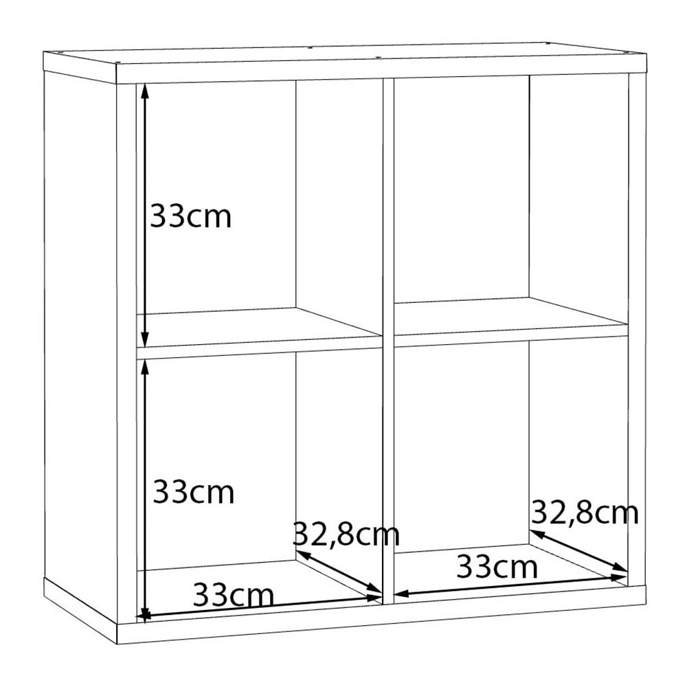 FORTE Étagère sur pied »Mauro« taille compartiment 33x33cm, 4 compartiments