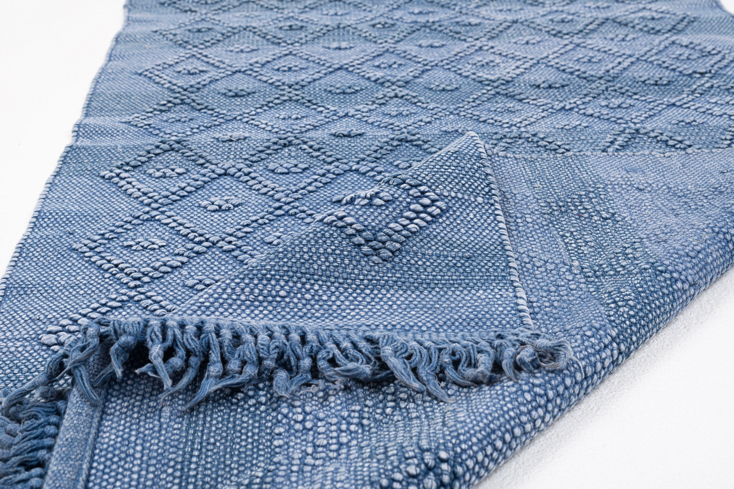 TOM TAILOR HOME Badematte »Vintage Wash« Höhe 6 mm fussbodenheizungsgeeignet Badteppich, Uni Farben, Rauten Muster, mit Fransen, reine Baumwolle