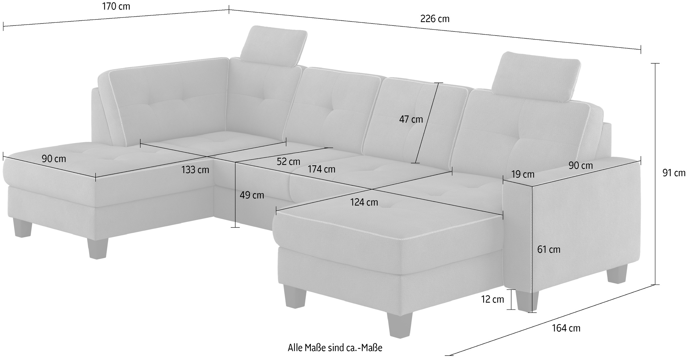 PLACES OF STYLE Wohnlandschaft »Varese« wahlweise mit Bettfunktion und Bettkasten