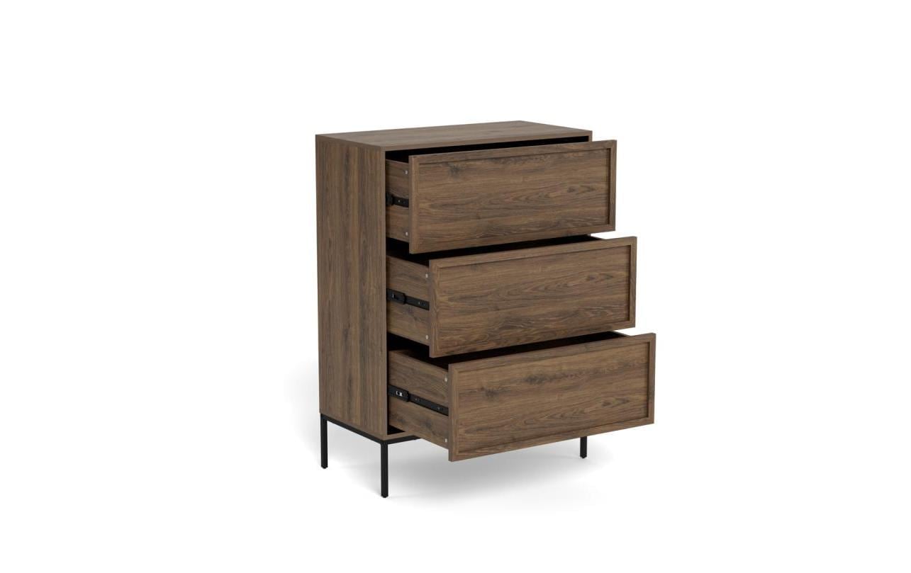 AC Design Kommode »Palmdale 80 x 40 x 110 cm« Elegante Kommode mit 3 Schubladen in rauchiger Eiche-Optik