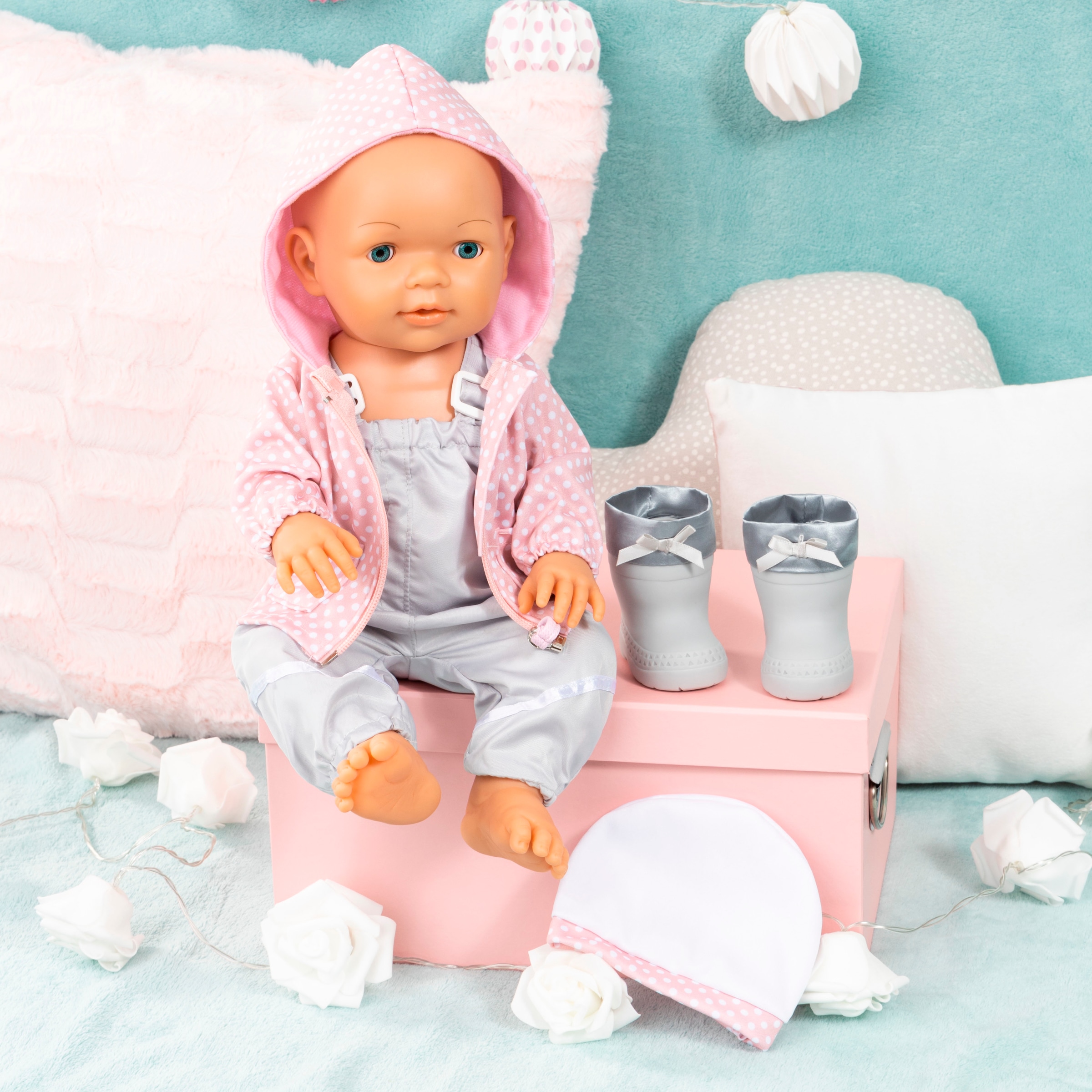 Bayer Puppenkleidung »Regen-Set grau/rosa«