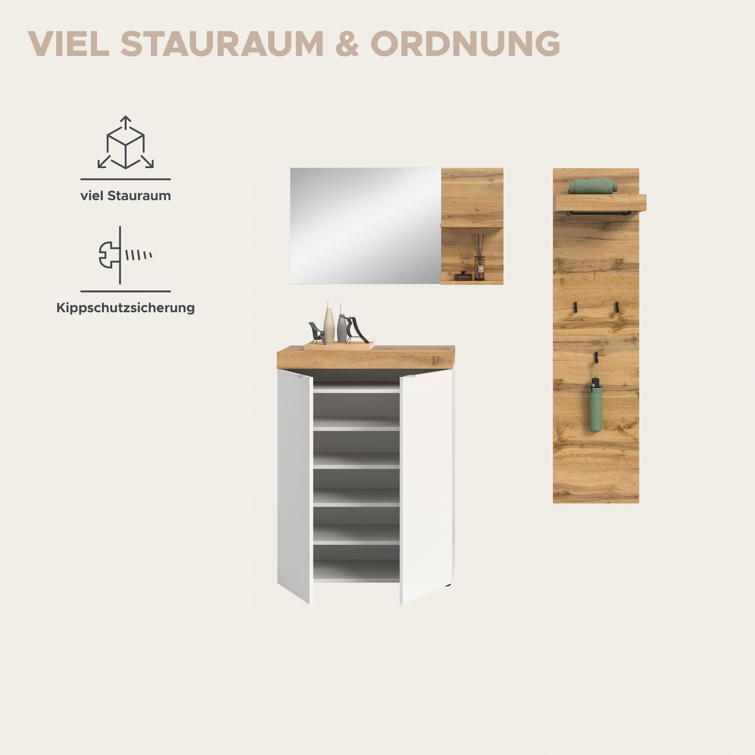 GOODproduct Ensemble de vestiaires »MAMBO II, 3-teilig, hängend oder stehend montierbar« 3 cuis tlg.