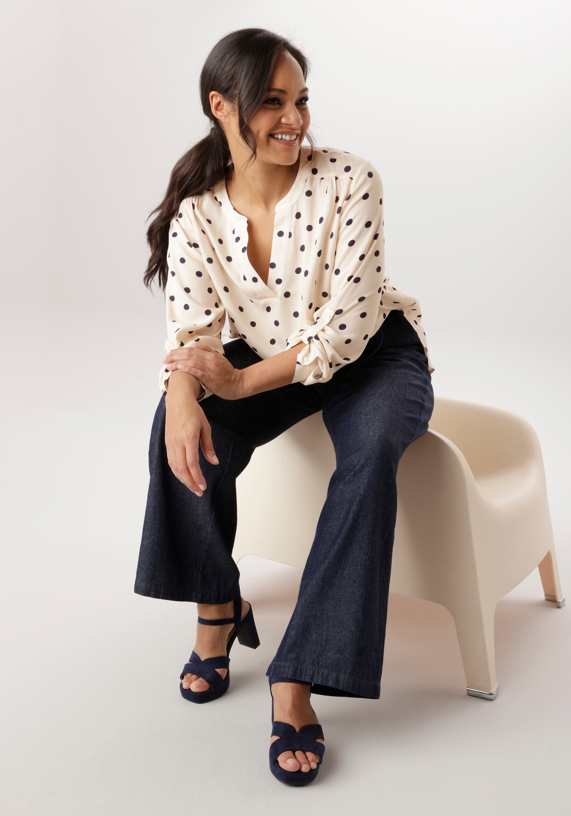 Aniston PLUS Blouse à enfiler dans un motif à pois tendance