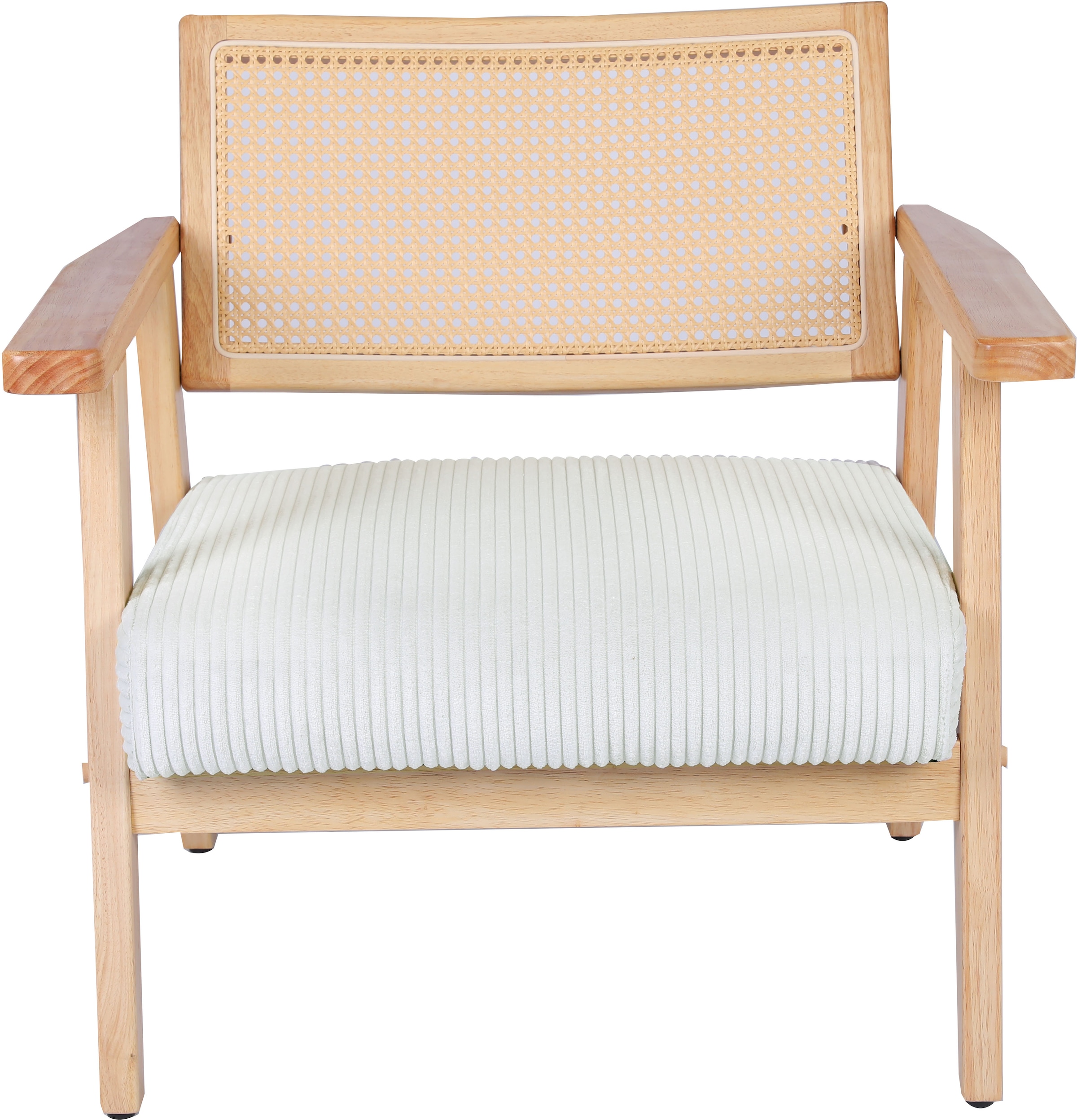 Home affaire Fauteuil lounge »VILLAINE« fauteuil individuel, fauteuil en rotin avec tressage viennois, velours côtelé, tissu tissé