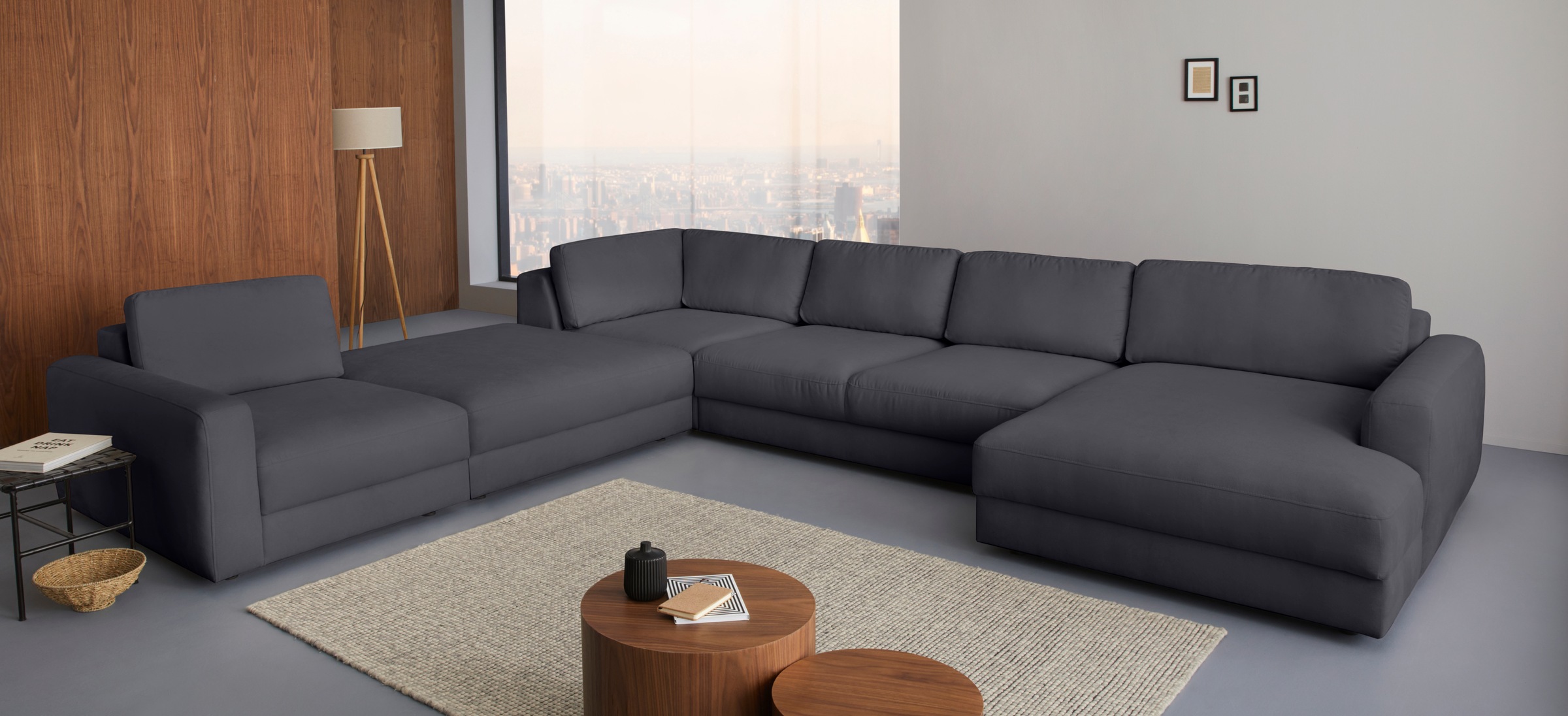 Home affaire Wohnlandschaft »Bloomfield, Mega Polsterprogramm, Breite 405cm, viel Platz, U-Form« mit extra tiefer Sitzfläche, wahlweise mit Sitztiefenverstellung