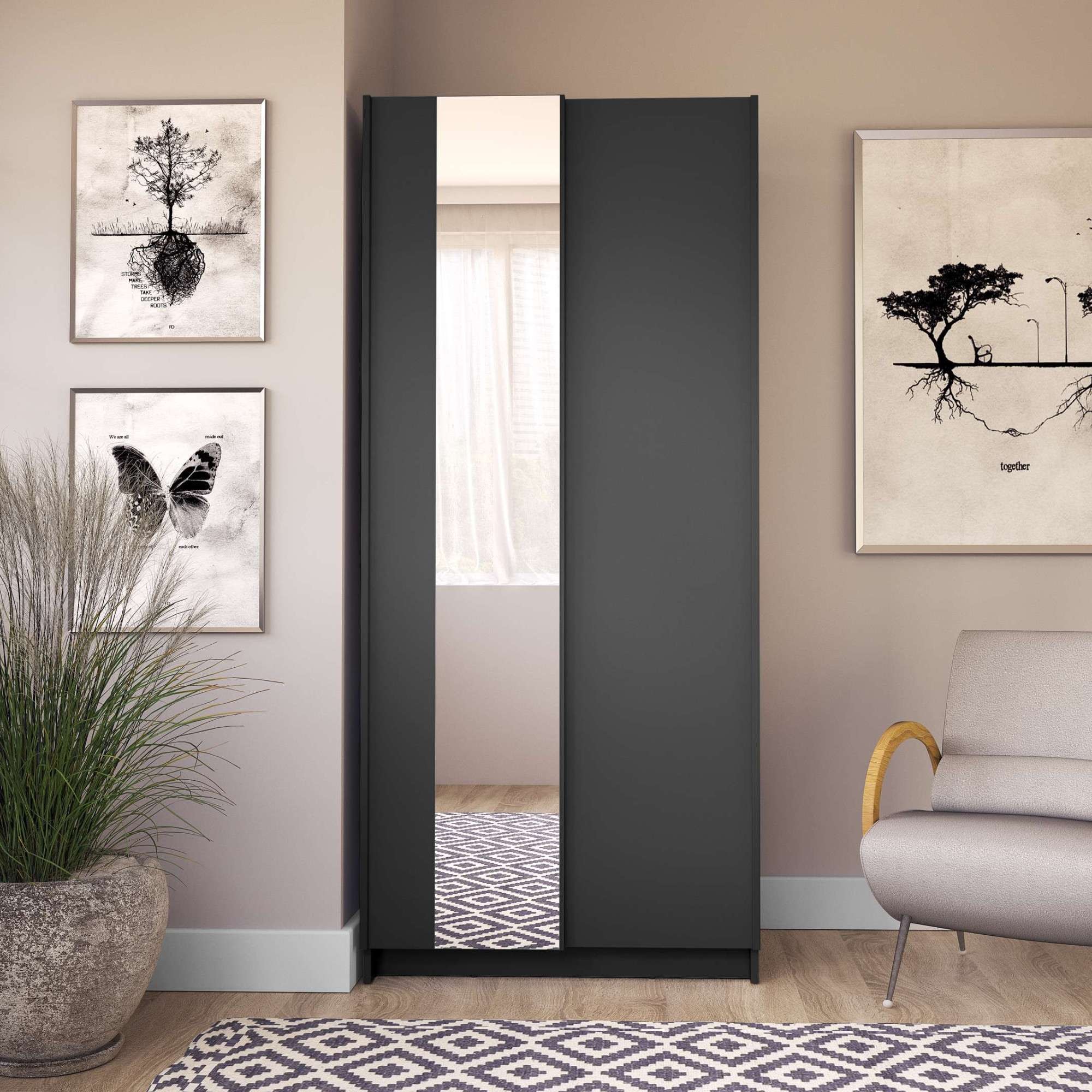 Home affaire Armoires à vêtements »Hildreth, Wäscheschrank, Schwebetüren, Versand nur 4,95?!« avec miroir, panneau de bois certifié FSC®, en 3 largeurs