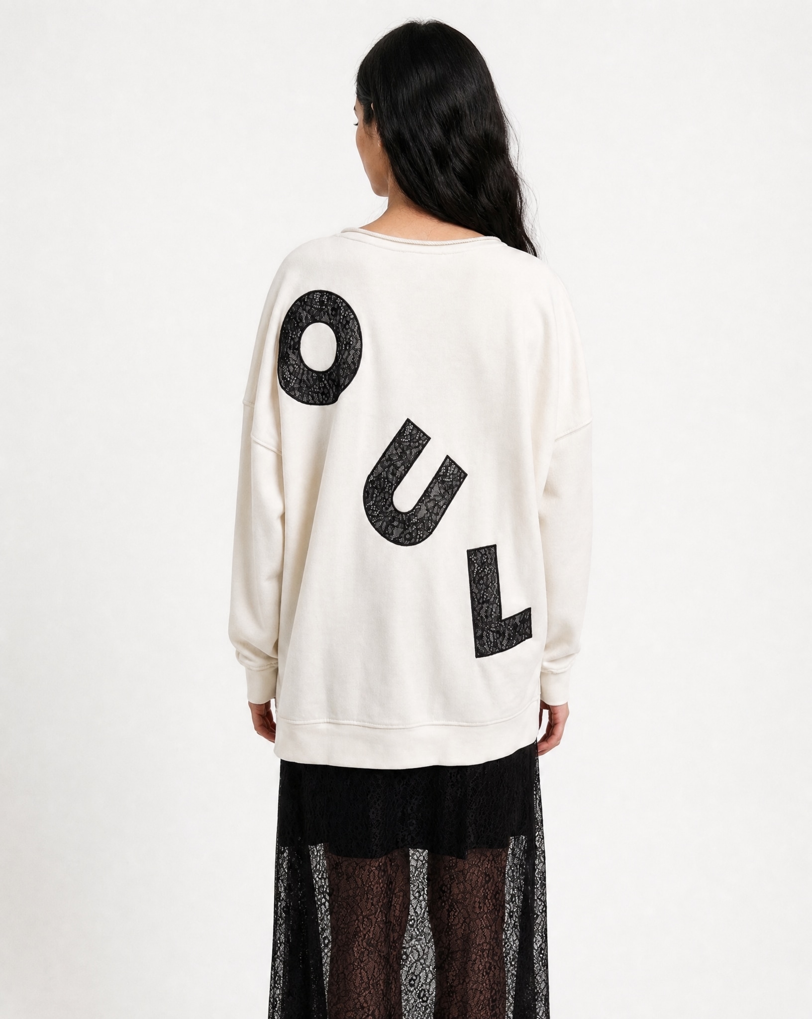 Smith & Soul Sweat-shirt long , avec dentelle contrastée, oversize
