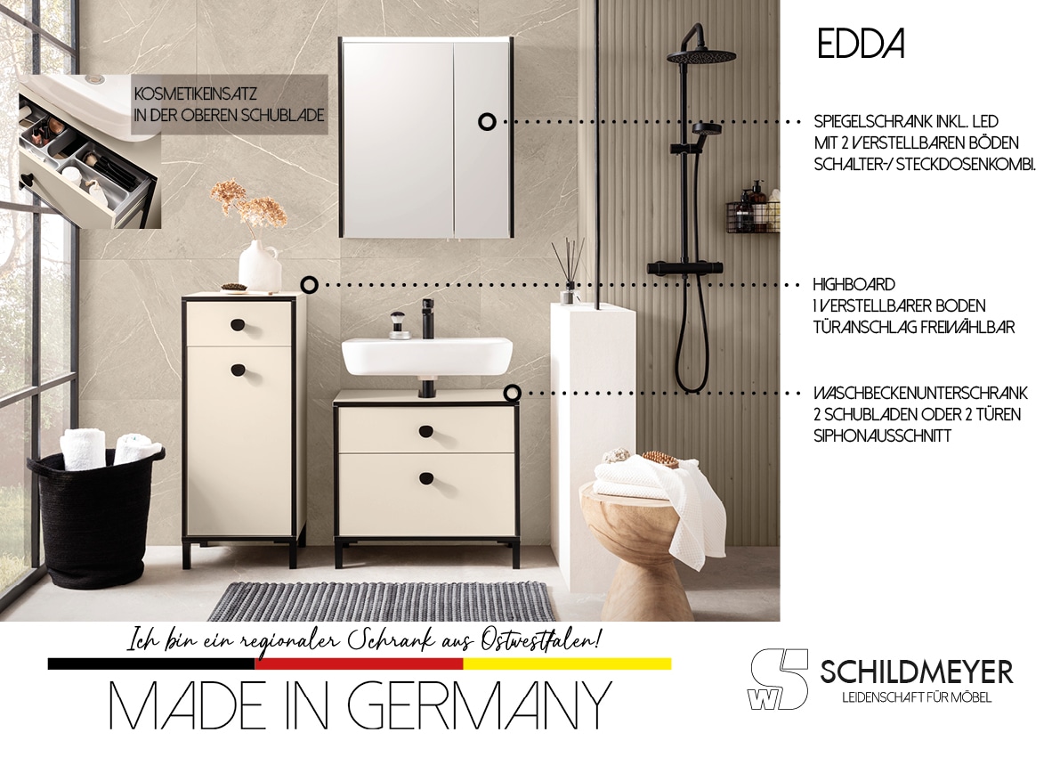 Schildmeyer Highboard »Edda, Breite 40,3 cm, eine Tür & eine Schublade« Made in Germany
