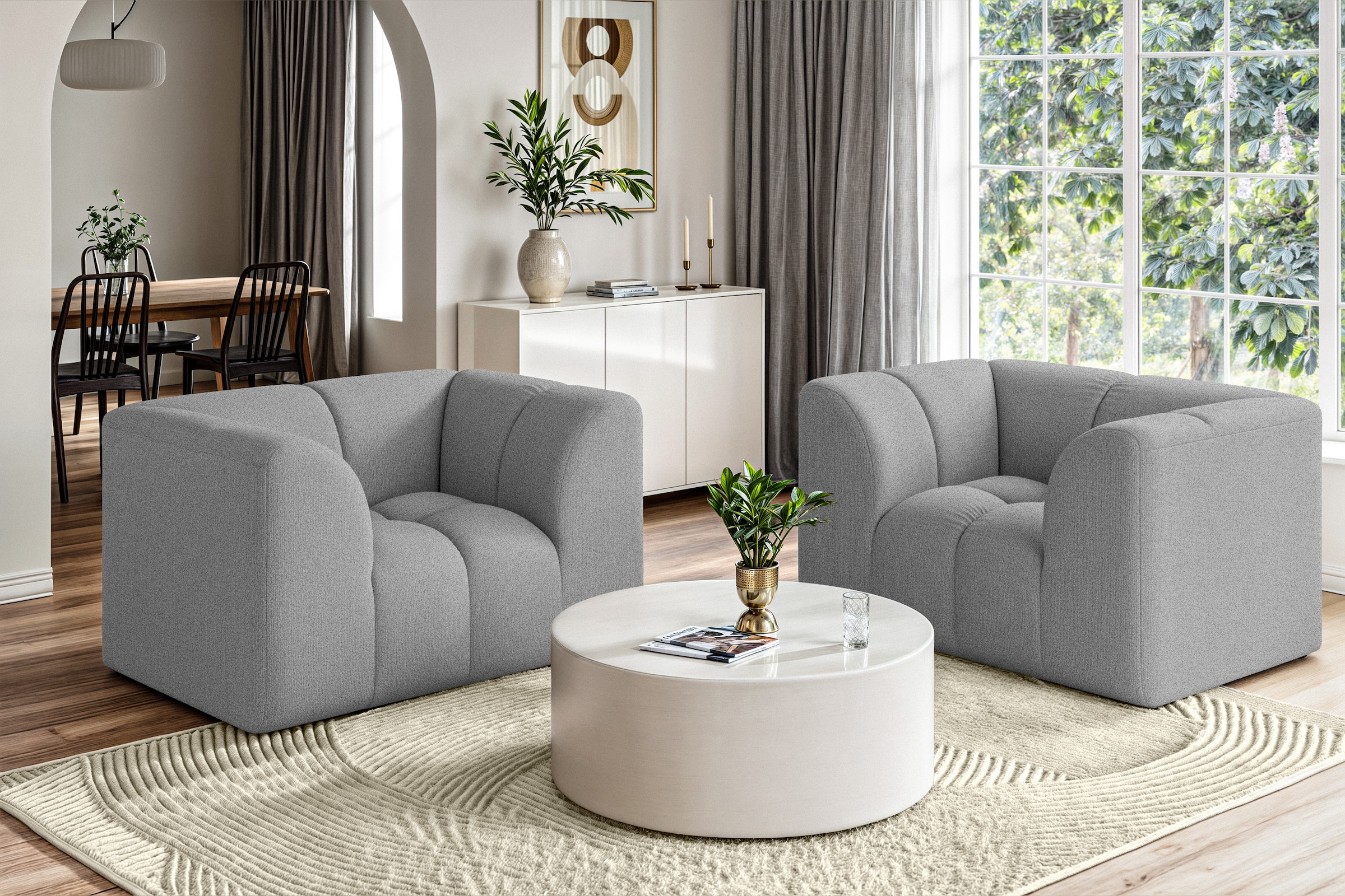 Home affaire Fauteuil »TUURE Verlässliche Qualität, moderne Steppung, Breite 134cm« Bubble Optik, hoher Sitzkomfort, Wellenunterfederung