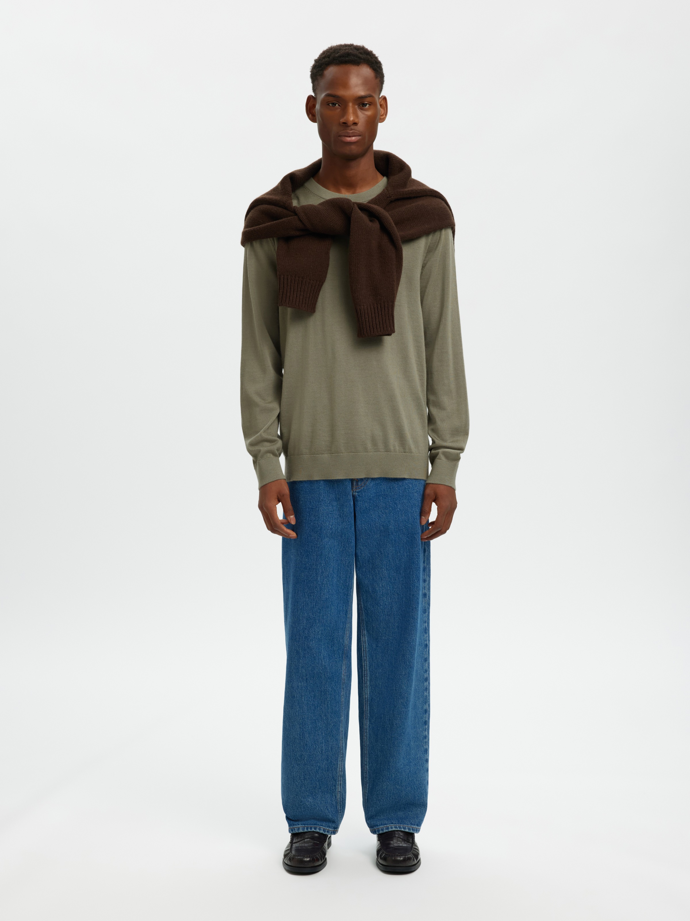 SELECTED Strickpullover »SLHTRAY LS KNIT MERINO CREW NECK NOOS« Wolle, regular fit