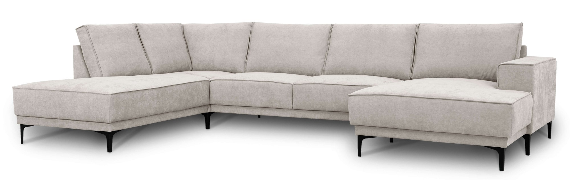 GOODproduct Paysage de salon »XXL Sofa Oland, Struktur, Flachgewebe, Luxus-Microfaser, Boucle« Forme en U, 345 cm, suspension à ressorts ondulés, design scandinave, pieds en métal
