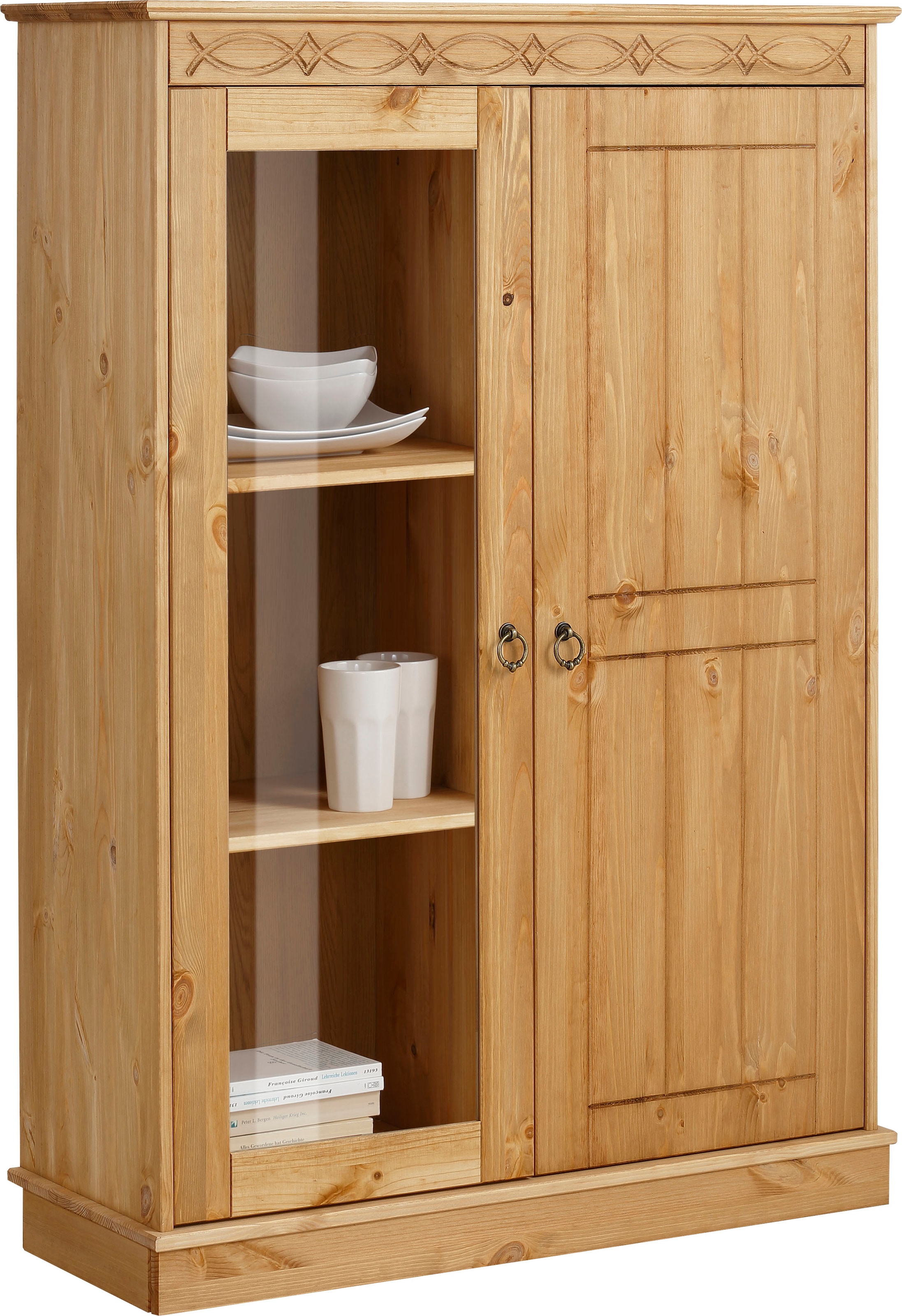 GOODproduct Highboard »Indra« Vitrine, Breite 85 cm, aus massiver Kiefer
