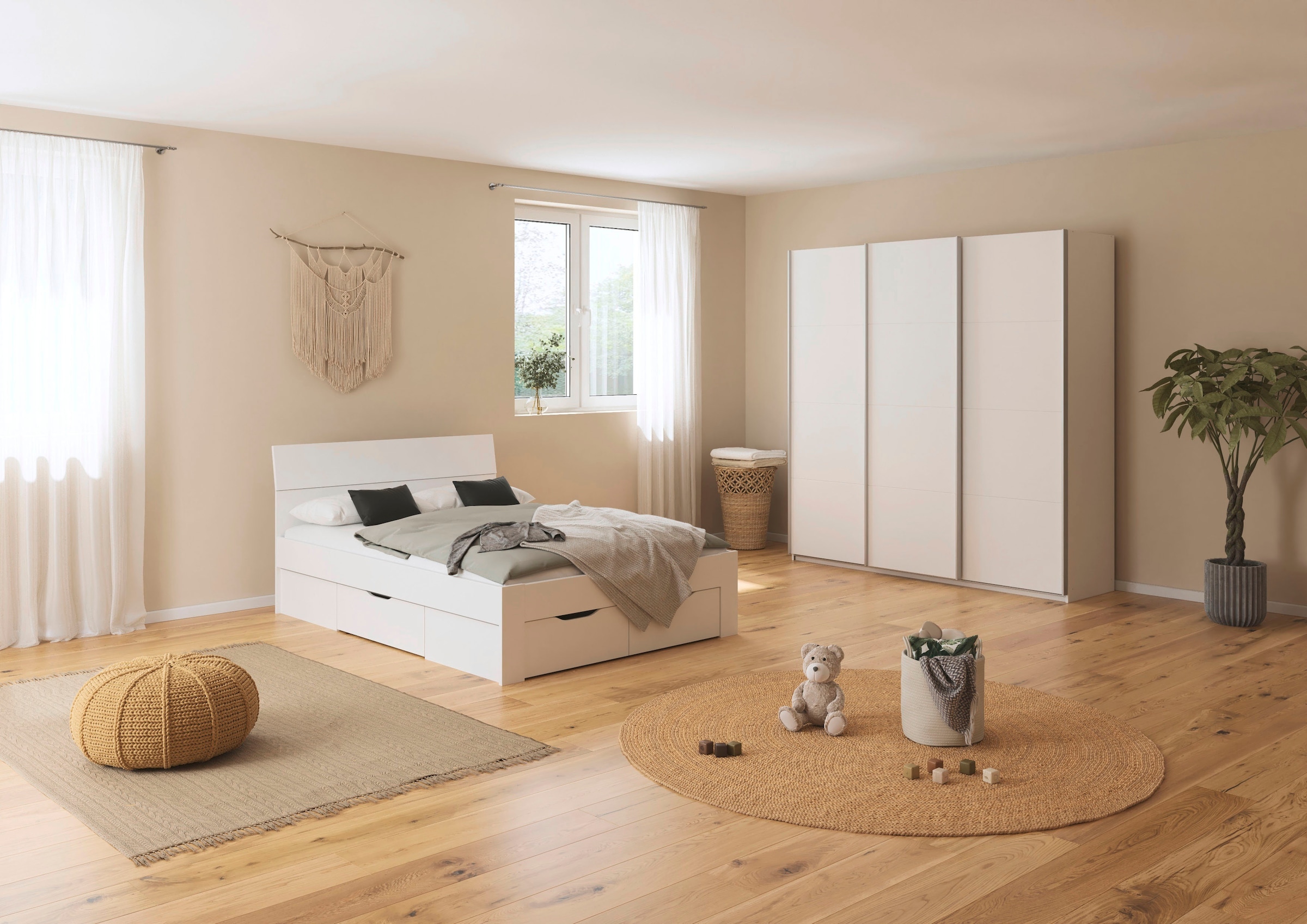 GOODproduct Schwebetürenschrank »Kleiderschrank Schrank Garderobe AGORDO mit Dekor- oder Hochglanzfront« Breiten 203/271/315/360 cm in drei Griff-Farben - NEU: Farbe SCHWARZ,  in 4 Breiten und 2 Höhen MADE IN GERMANY
