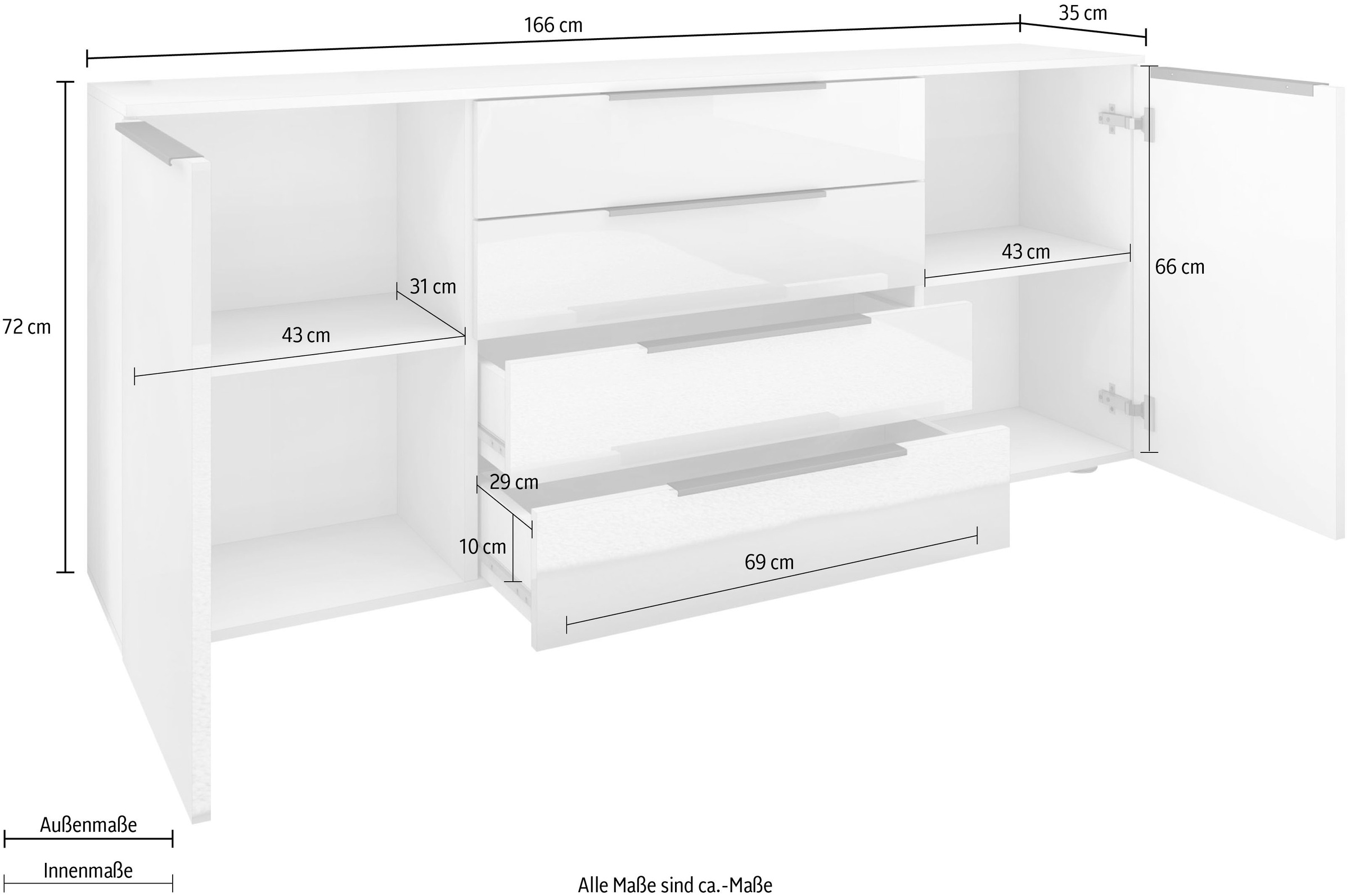 borchardt Möbel Sideboard »Tom« Breite 166 cm