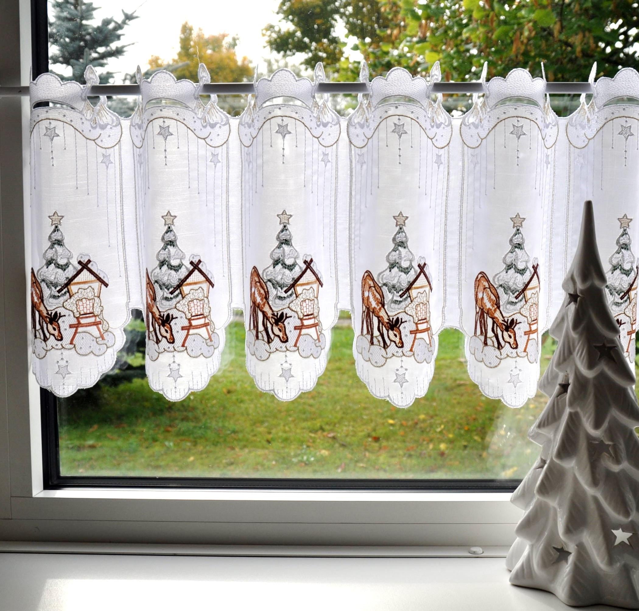 Stickereien Plauen Scheibengardine »Reh« Stangendurchzug 1 Stk. tlg.