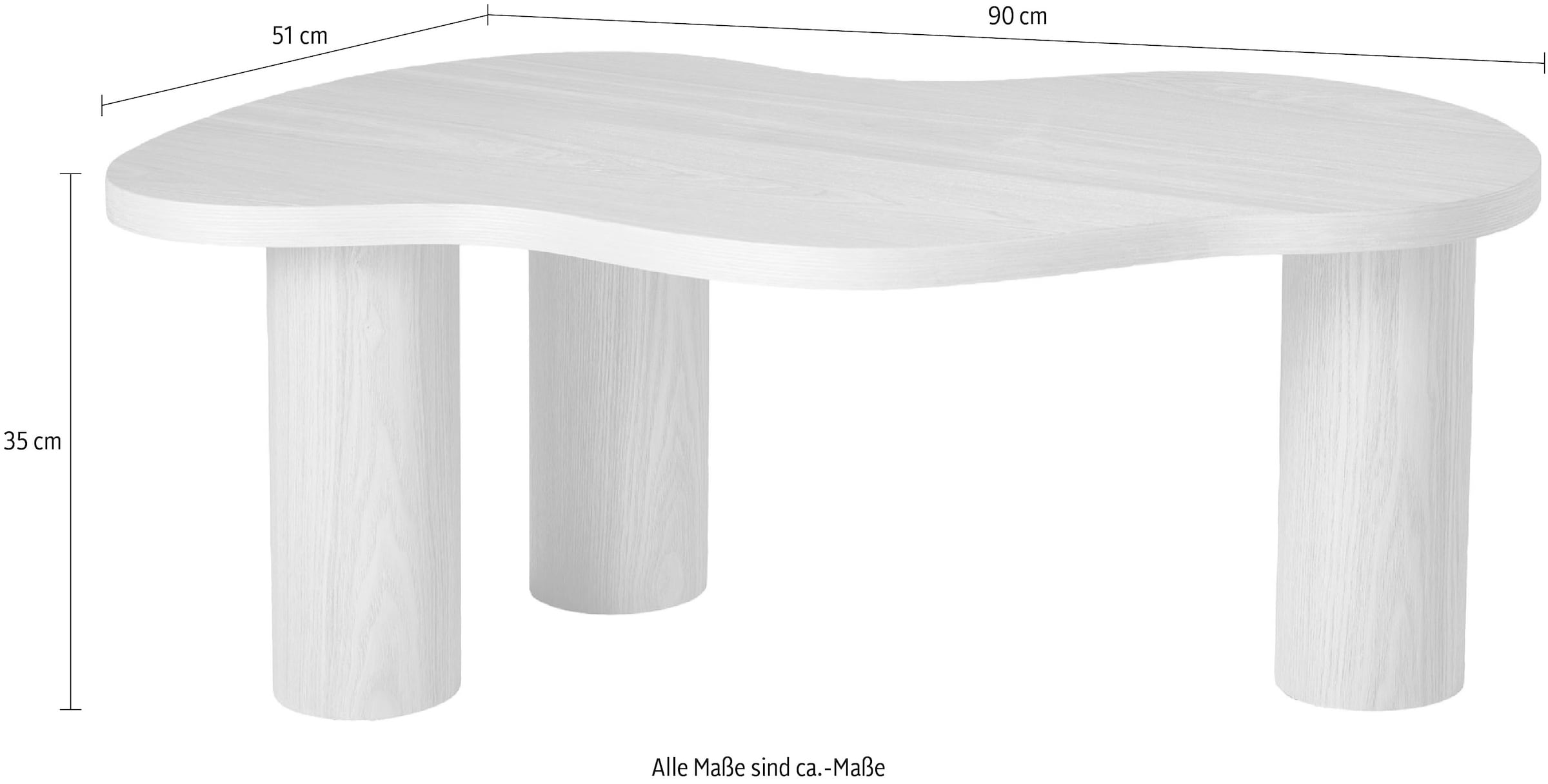 SalesFever Couchtisch »Vion 90x51 cm zeitloses Design mit Echtholzfurnier« Markante organische Form mit skulpturalem Charakter