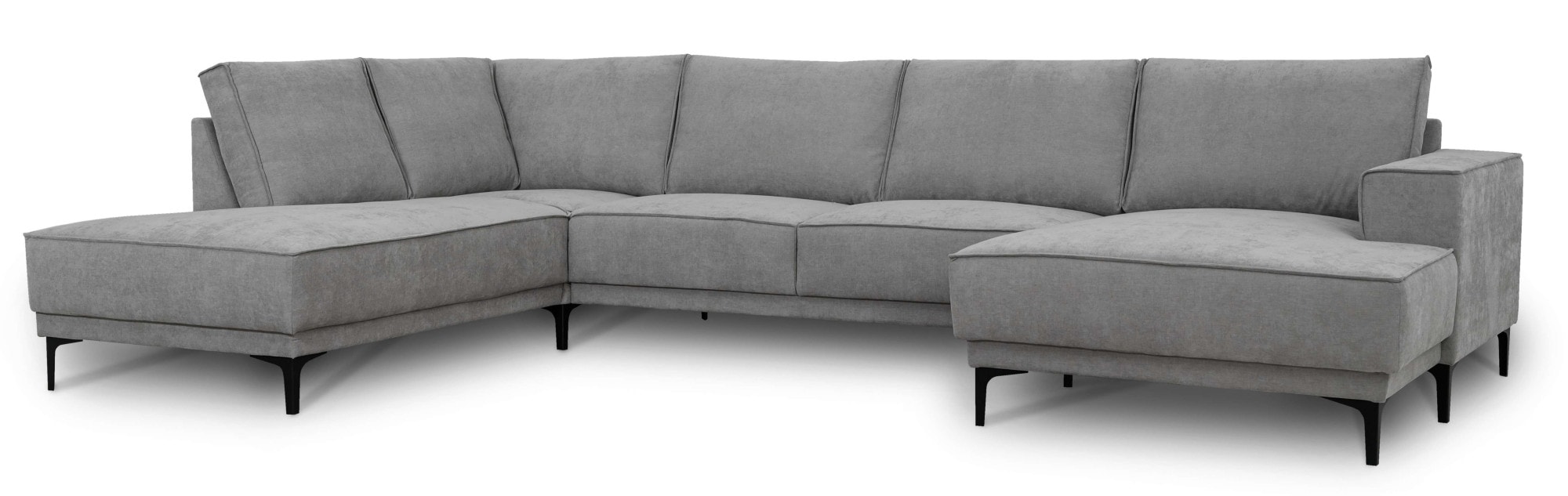 PLACES OF STYLE Paysage de salon »XXL Sofa Oland, Struktur, Flachgewebe, Luxus-Microfaser, Boucle« U-Form, 345 cm, Wellenunterfederung, Skandi-Design, Metallfüsse