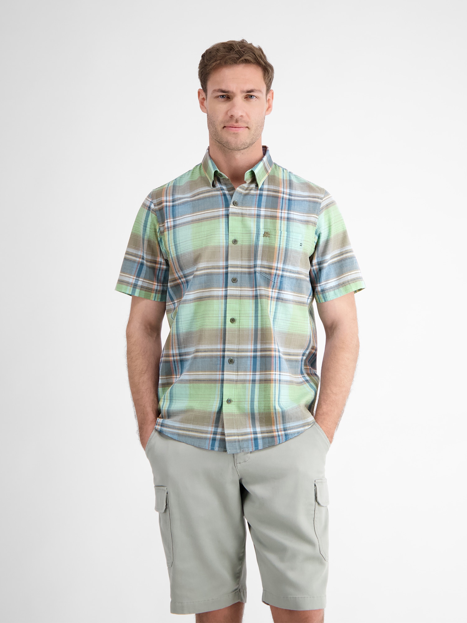 LERROS Chemise à manches courtes »Karohemd in sommerlicher Strukturqualität«