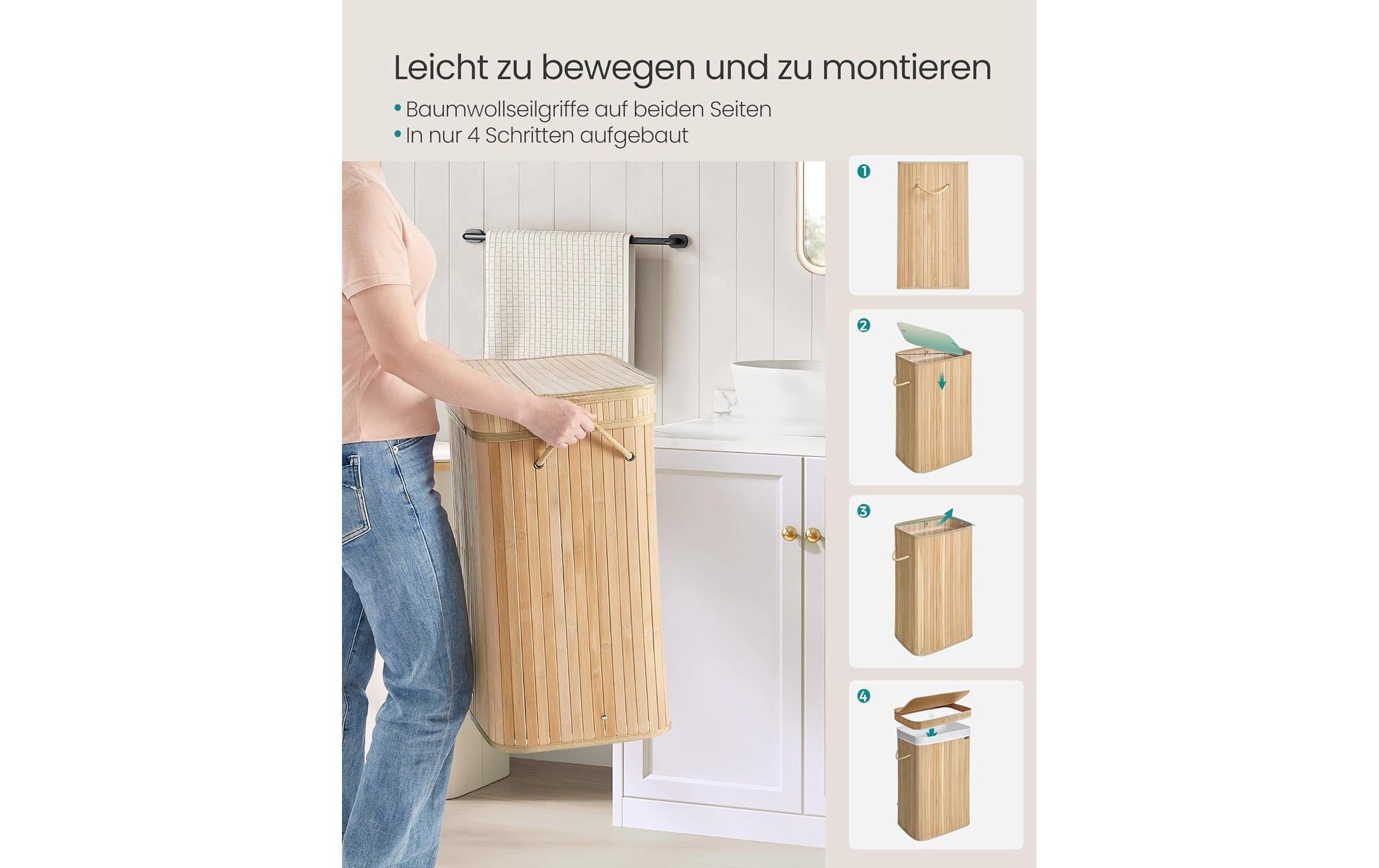 SONGMICS Panier à linge »Bambus 72 l«