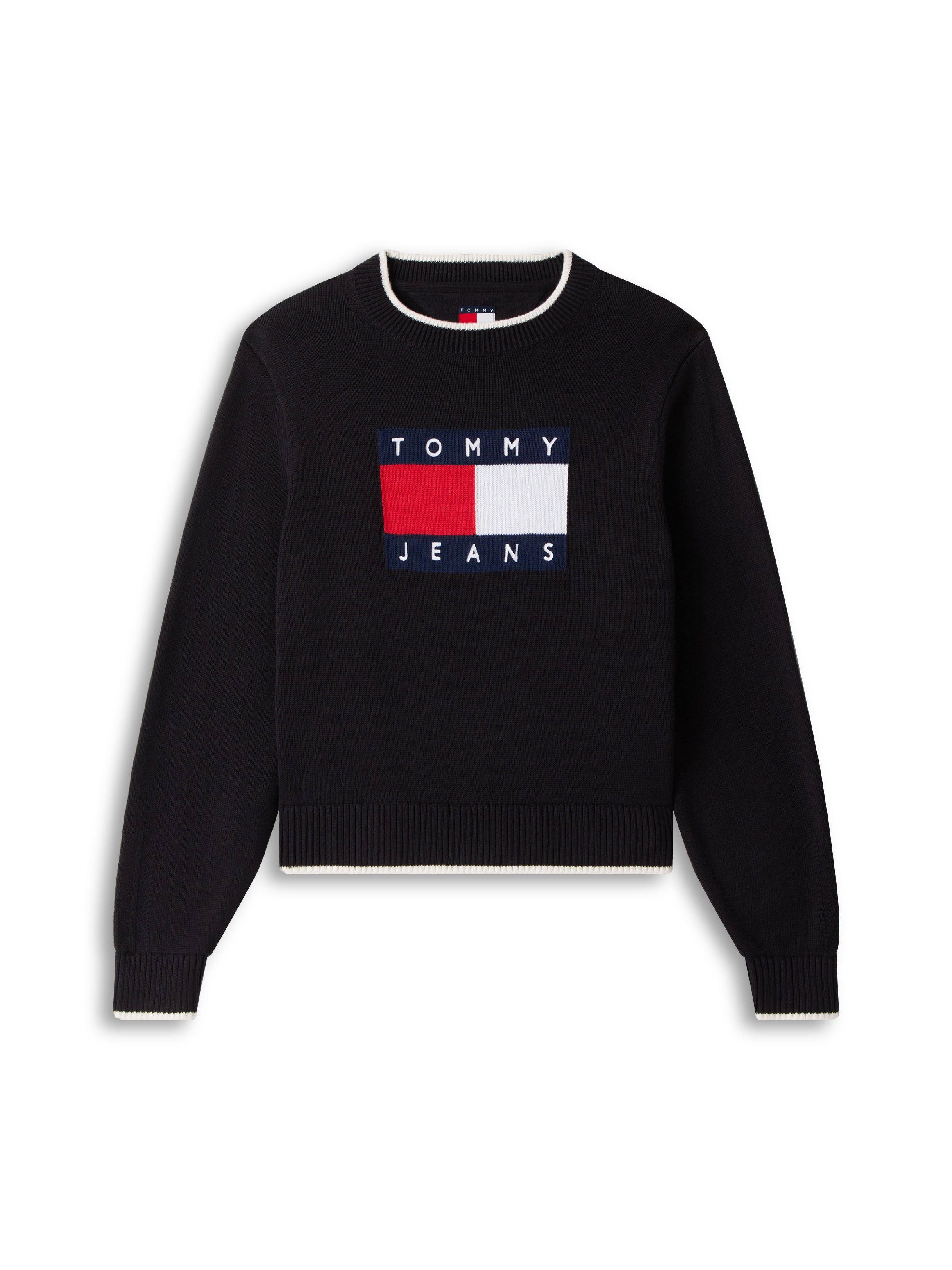 Tommy Jeans Pull en tricot »TJW TIPPING FLAG SWEATER EXT« avec intarsia logo, coupe décontractée