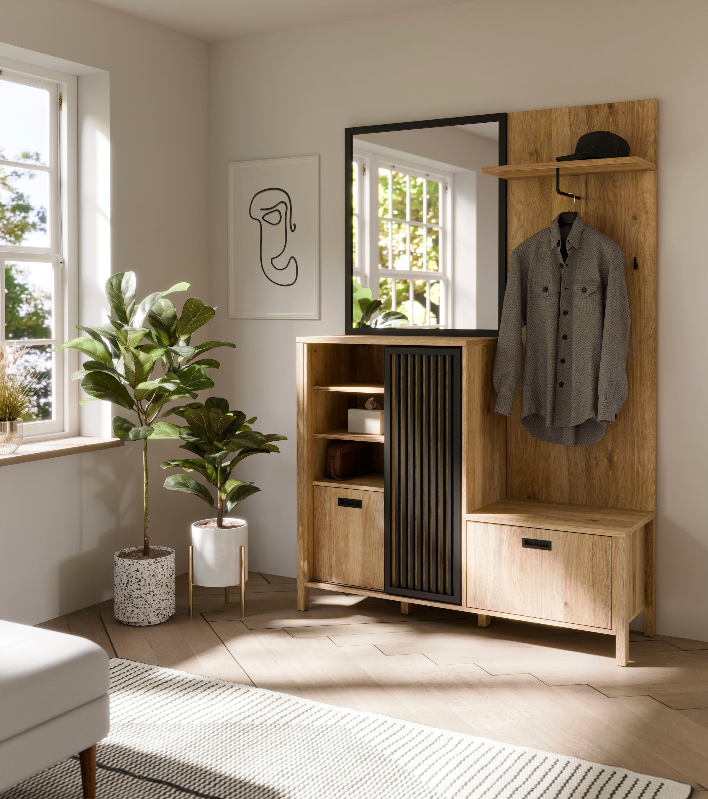 FORTE Vestiaire compact »Jytana« Garde-robe compacte, espace de rangement, aspect lamelles, couleur tendance