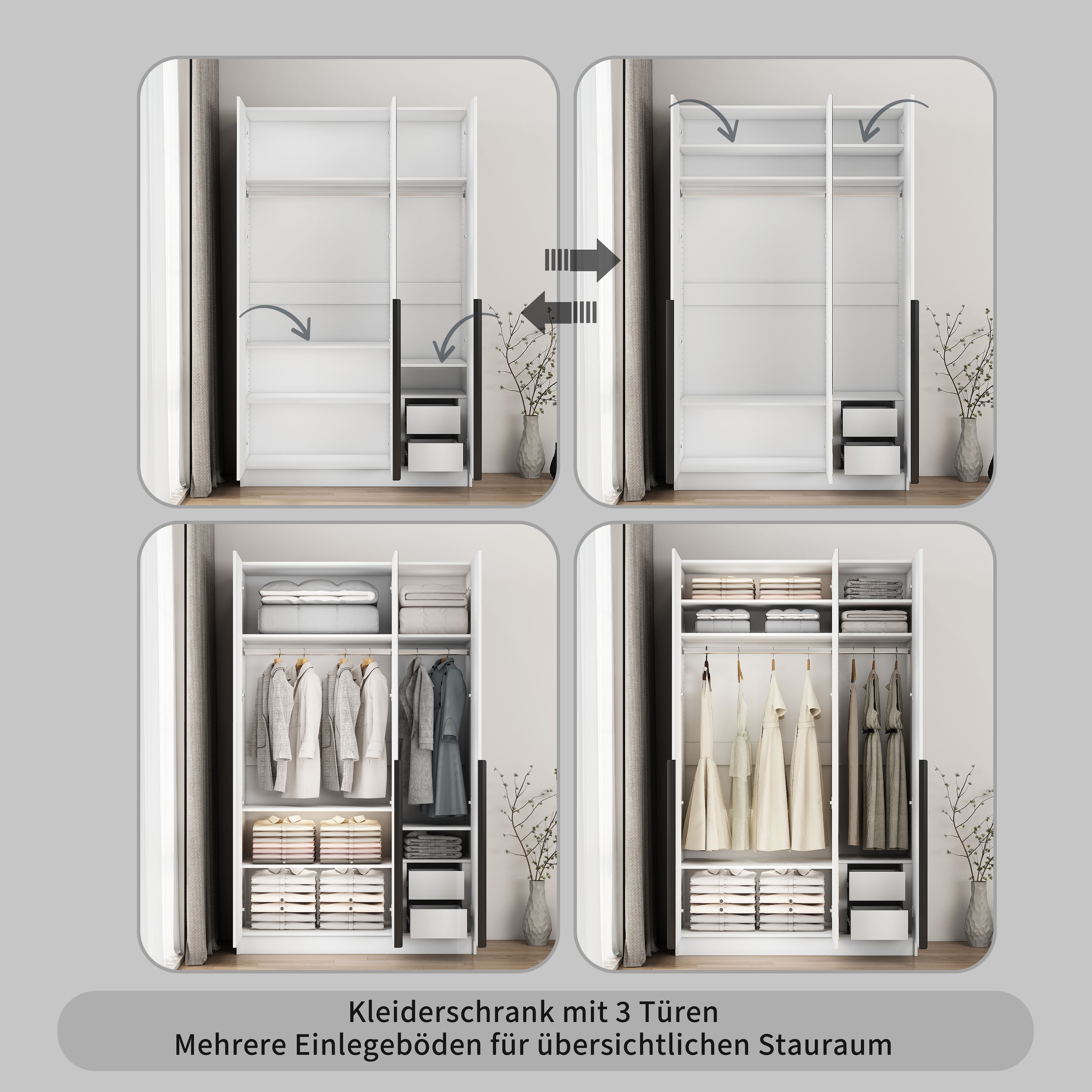 GOODproduct Kleiderschrank »Annor Schlafzimmerschrank Breite 122cm hochglanz Schrank Garderobe« Drehtürenschrank mit perfekter Innenausstattung - elegante Türgriffe