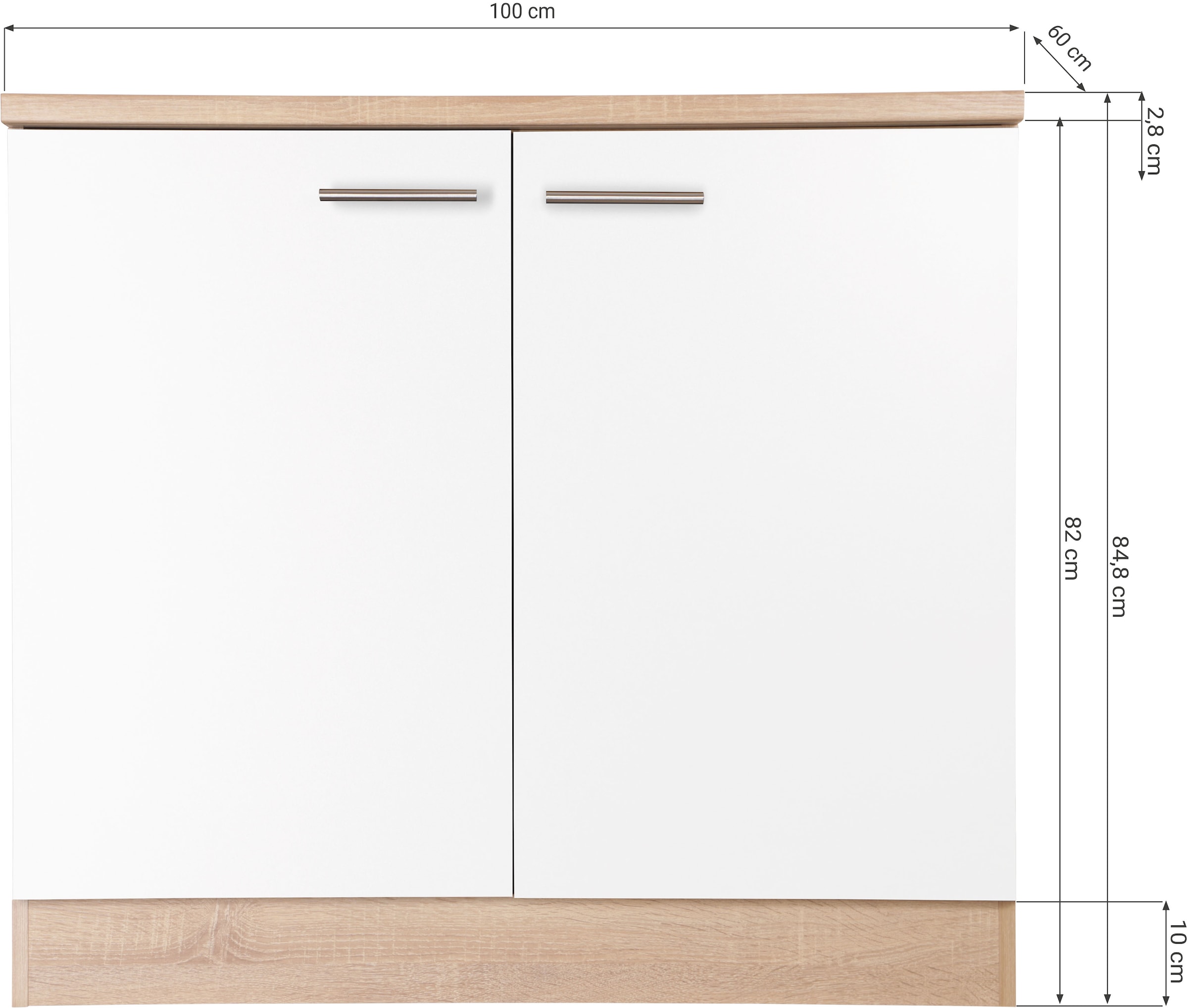 RESPEKTA Meuble évier »Merle« Breite 100 cm, Soft-Close, Griffe aus Metall, 85 cm Arbeitshöhe