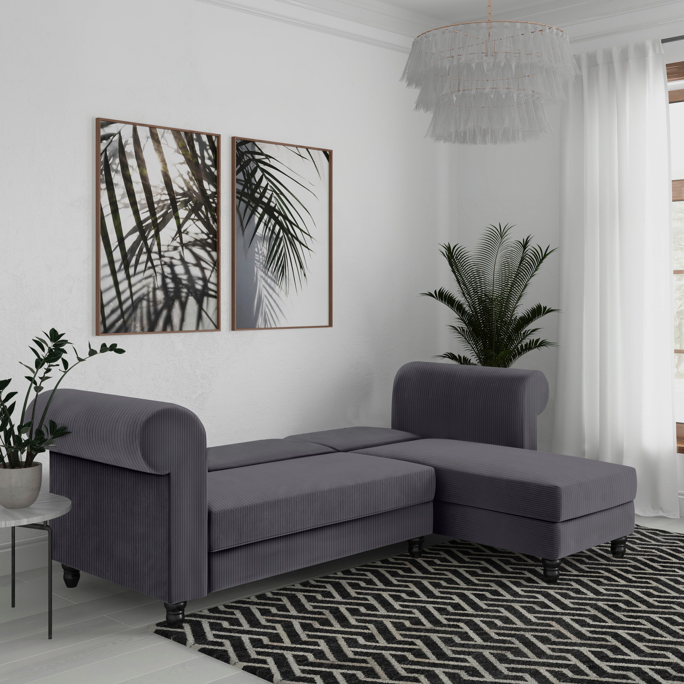 Dorel Home Canapé d'angle »Felix II, L-Form, Schlafsofa 241cm (Liegefl. 108/195 cm),« verstellb. Rückenlehne, Recamiere wechselbar, Cord