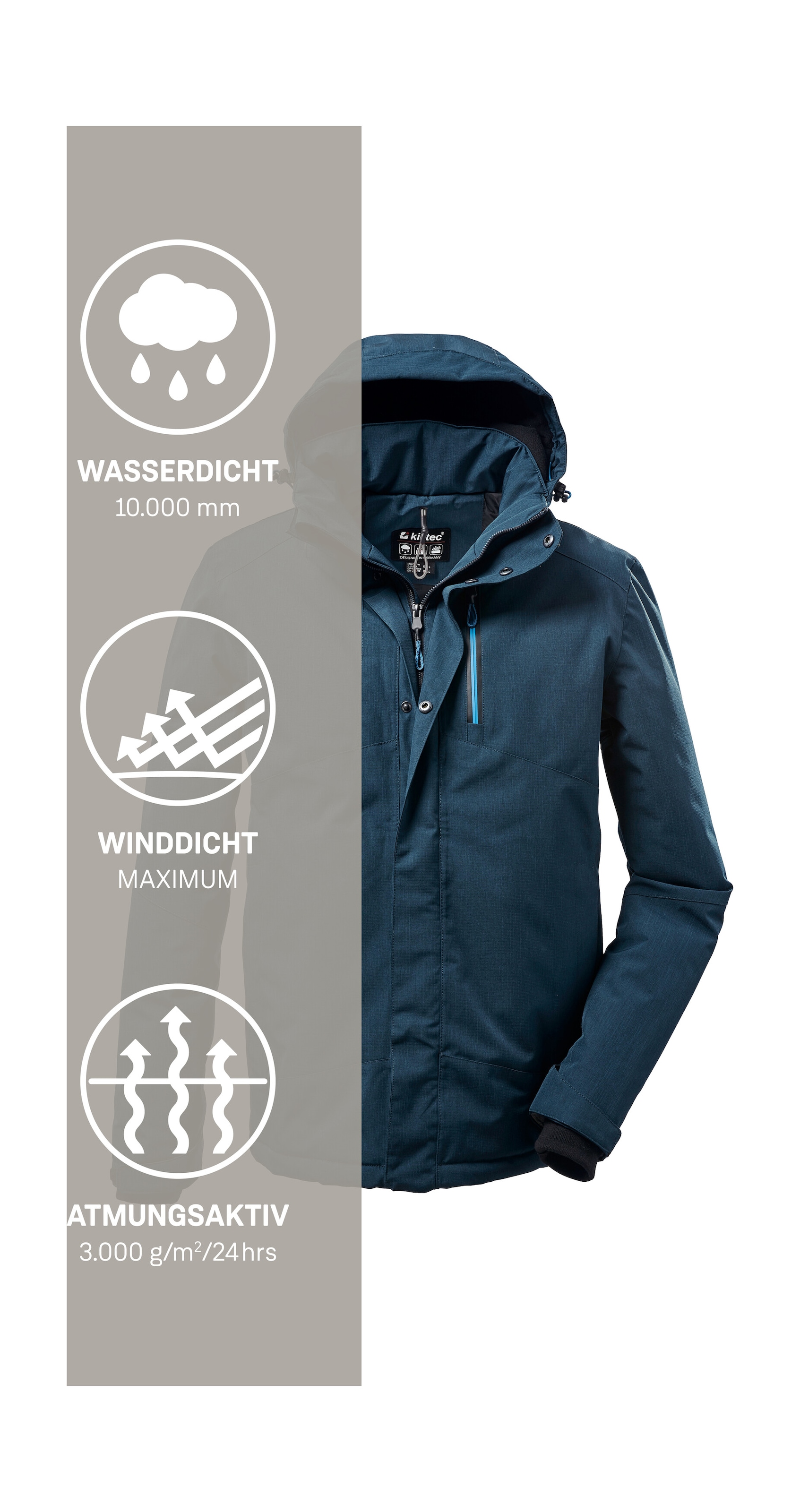 Killtec Outdoorjacke »KOW 161 MN JCKT« Wasser- und winddichte Funktionsjacke mit abnehmbarer Kapuze