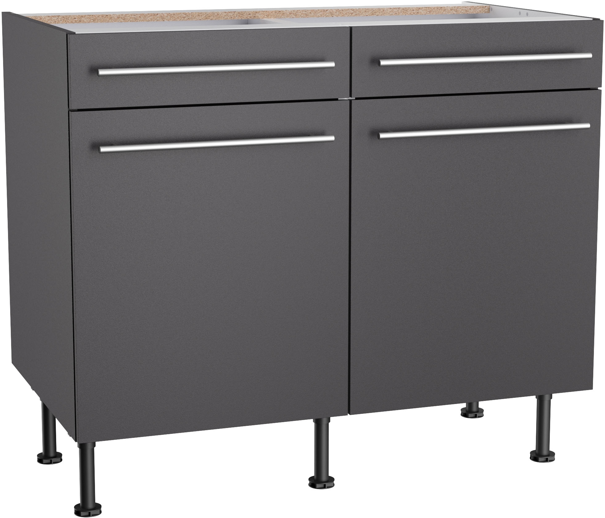 KOCHSTATION Unterschrank »KS-Bern2« Breite 100 cm, 2 Türen, 2 Schubkästen, 1 Einlegeboden