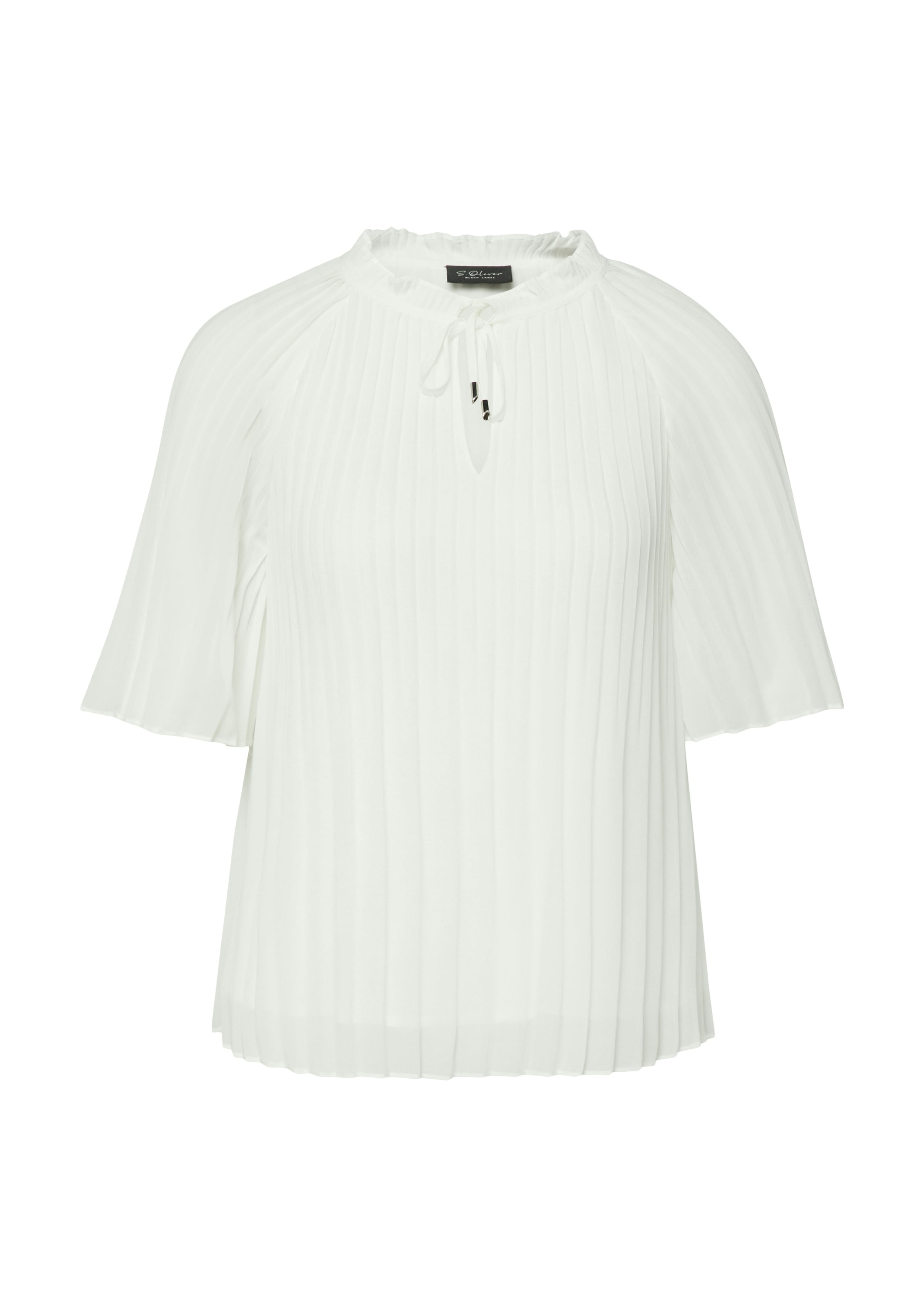 s.Oliver BLACK LABEL Blouse plissée avec plissé, aspect imprimé, facile d'entretien, coupe mi-longue