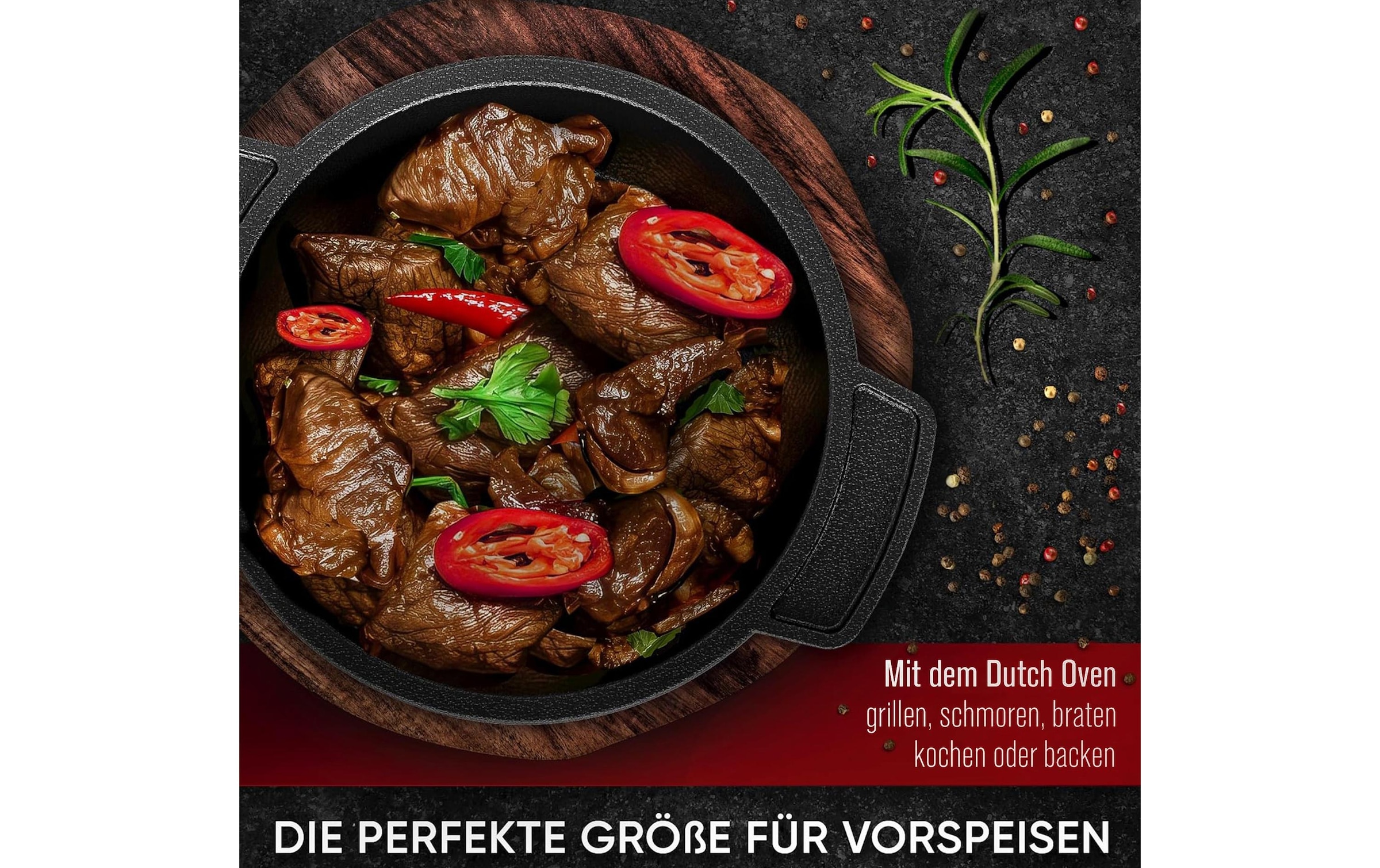   Grilltopf »Gusskoenig Mini Dutch Set 4 Töpfe« Gusseisen 8 Stk. tlg. Set 4 Töpfe mit Holz-Untersetzern und Rezeptbuch