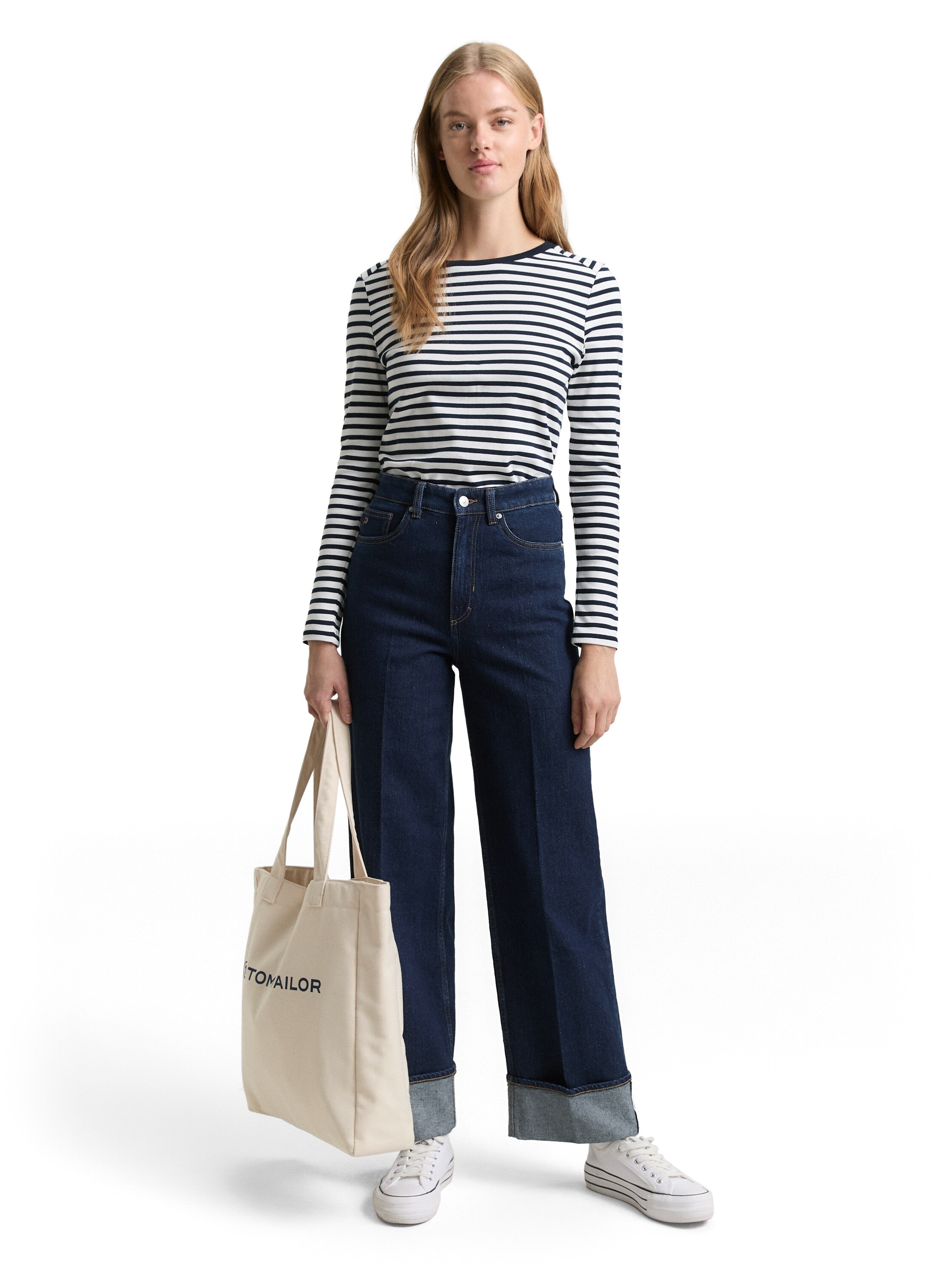 TOM TAILOR Denim Jeans à 5 poches mit Bundfalte und weitem Bein