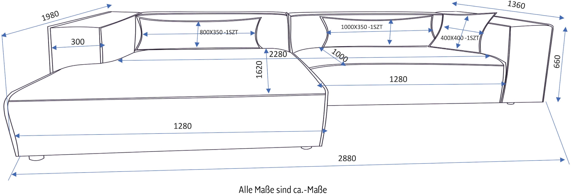 LeGer Home by Lena Gercke Canapé d'angle »PIARA XXL, Big-Sofa, Cord, Leinenoptik o. Strukturstoff, L-Form« ottomane au choix droite/gauche, couture Keder, assise extra profonde
