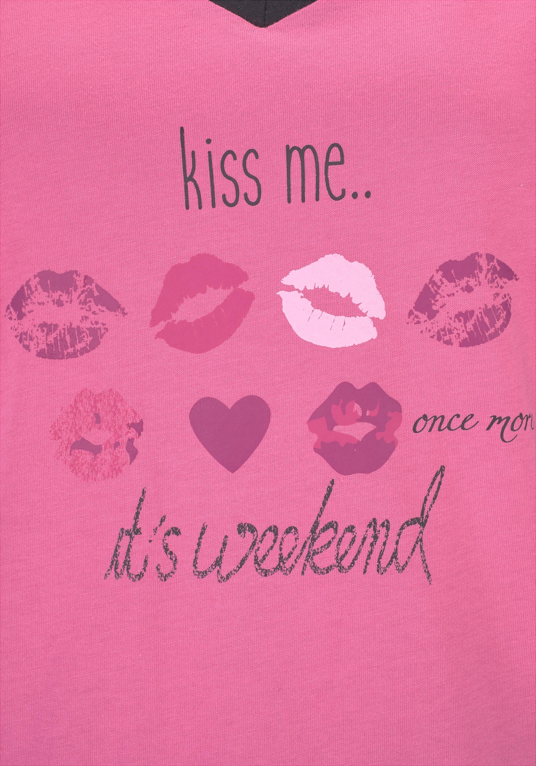 Vivance Dreams Pyjama Set, 3 teilig,  mit Kussmund-Print