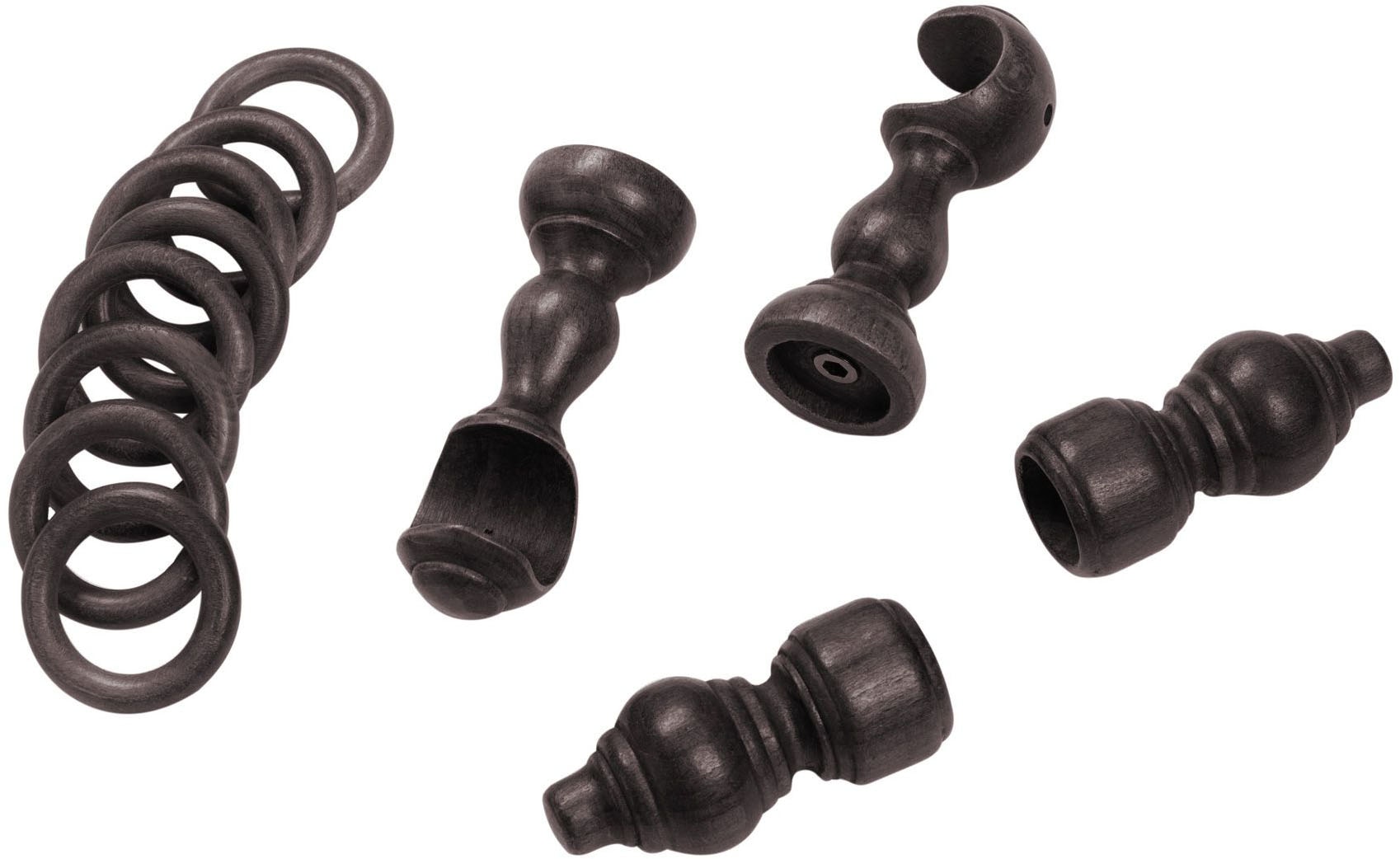 SN DECO GROUP Gardinenstange »Filigrano« 1 läufig-läufig Fixmass 28 mm, Holz, verschiedene Längen und Farben, Komplettset