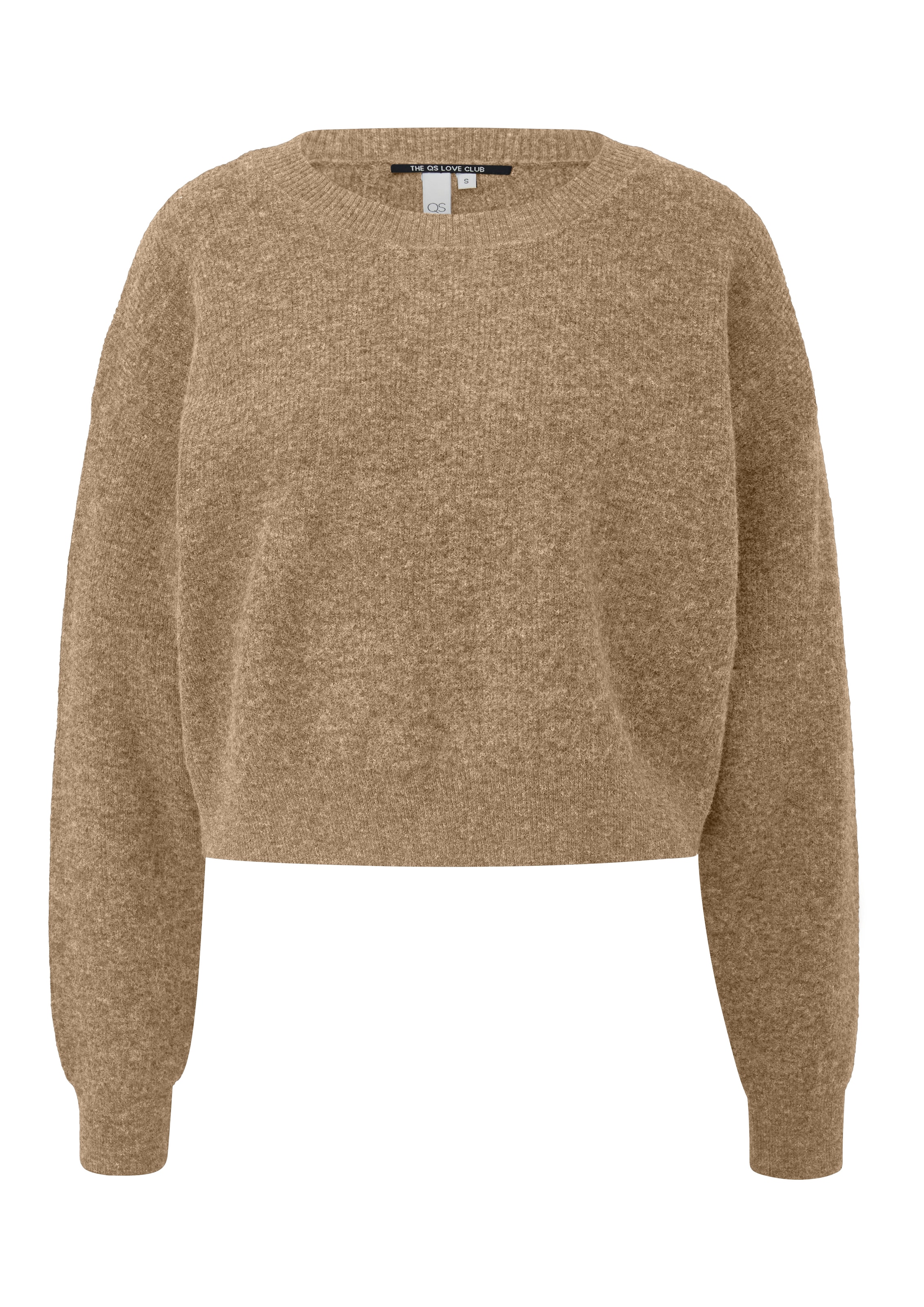 QS Strickpullover Rippstrick, Rundhalsausschnitt, verkürzte Form